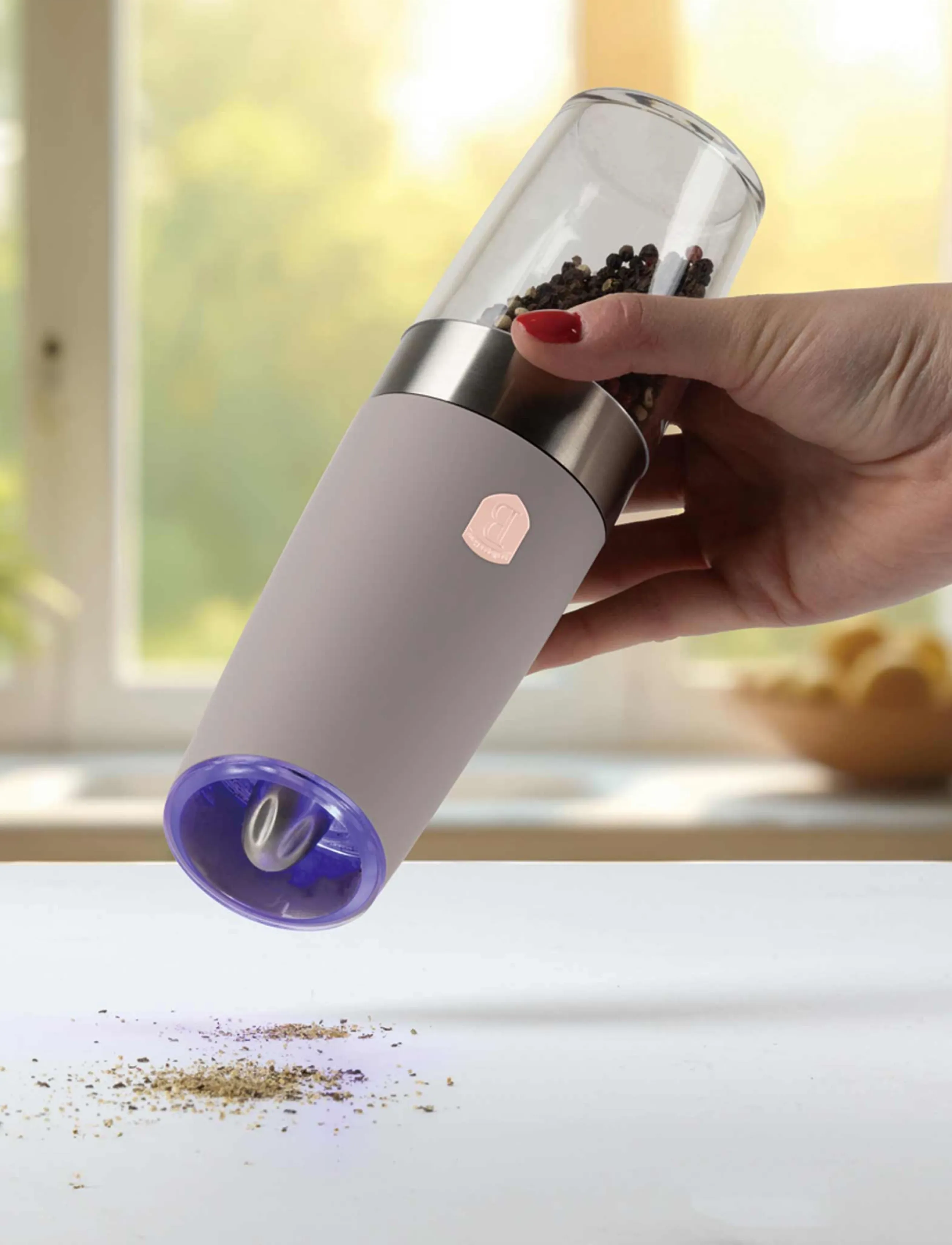 Berlingerhaus - Gravity pepper and salt mill, 2 pcs set, matt taupe - salt & peberkværne - matt taupe - 2