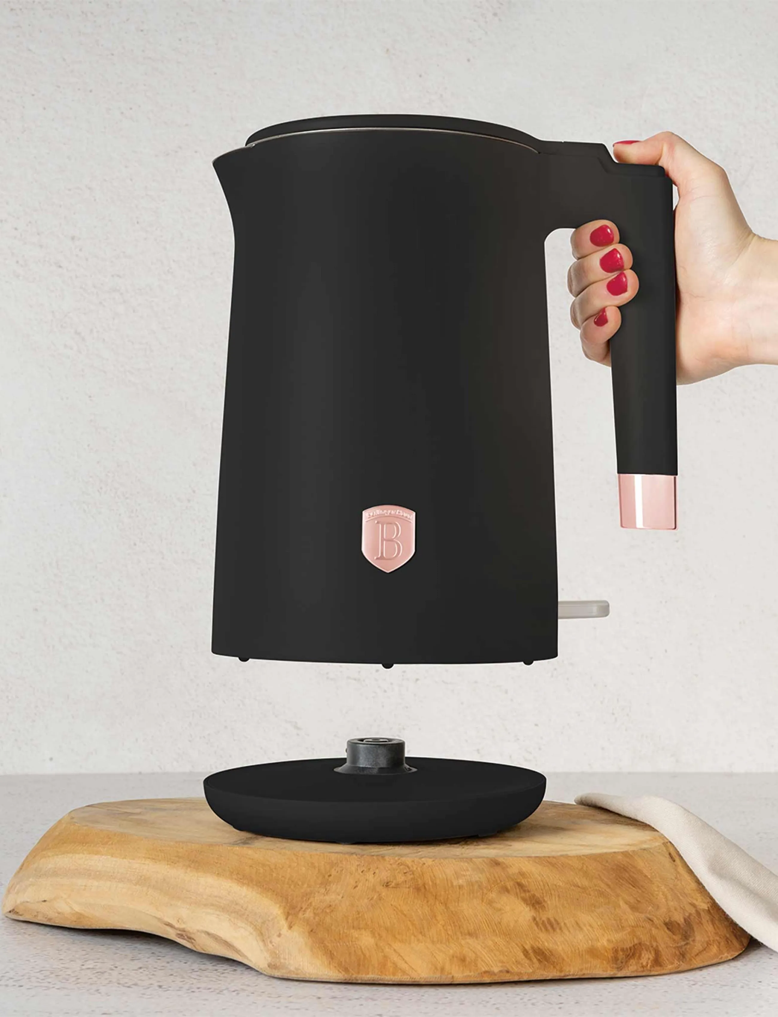 Berlingerhaus Double Wall Kettle, Black- Rose Gold, 1.7 L, Kitchen Appliances, Schwarz - Kettles & Water Boilers, Homeware