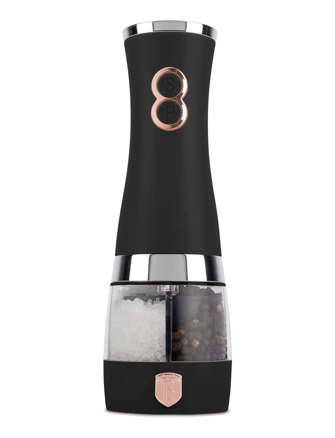 Berlingerhaus 2 In 1 Electric Pepper And Salt Mill, Black- Rose Gold, Salt- og peberbøsse, Sort, Str: ONE SIZE