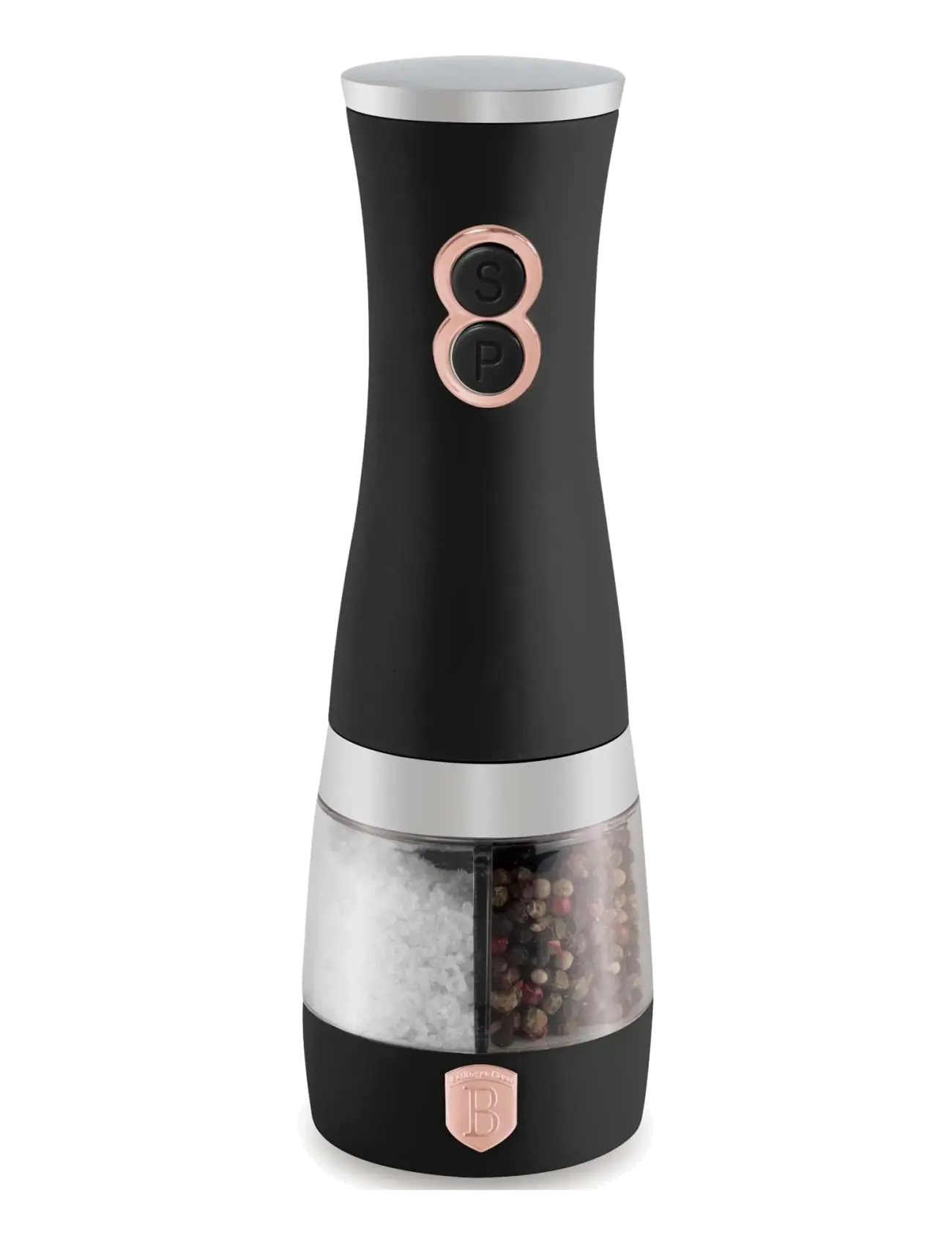 Berlingerhaus - 2 in 1 electric pepper and salt mill, black- rose gold - salt & pepper grinders - black/rose gold - 2
