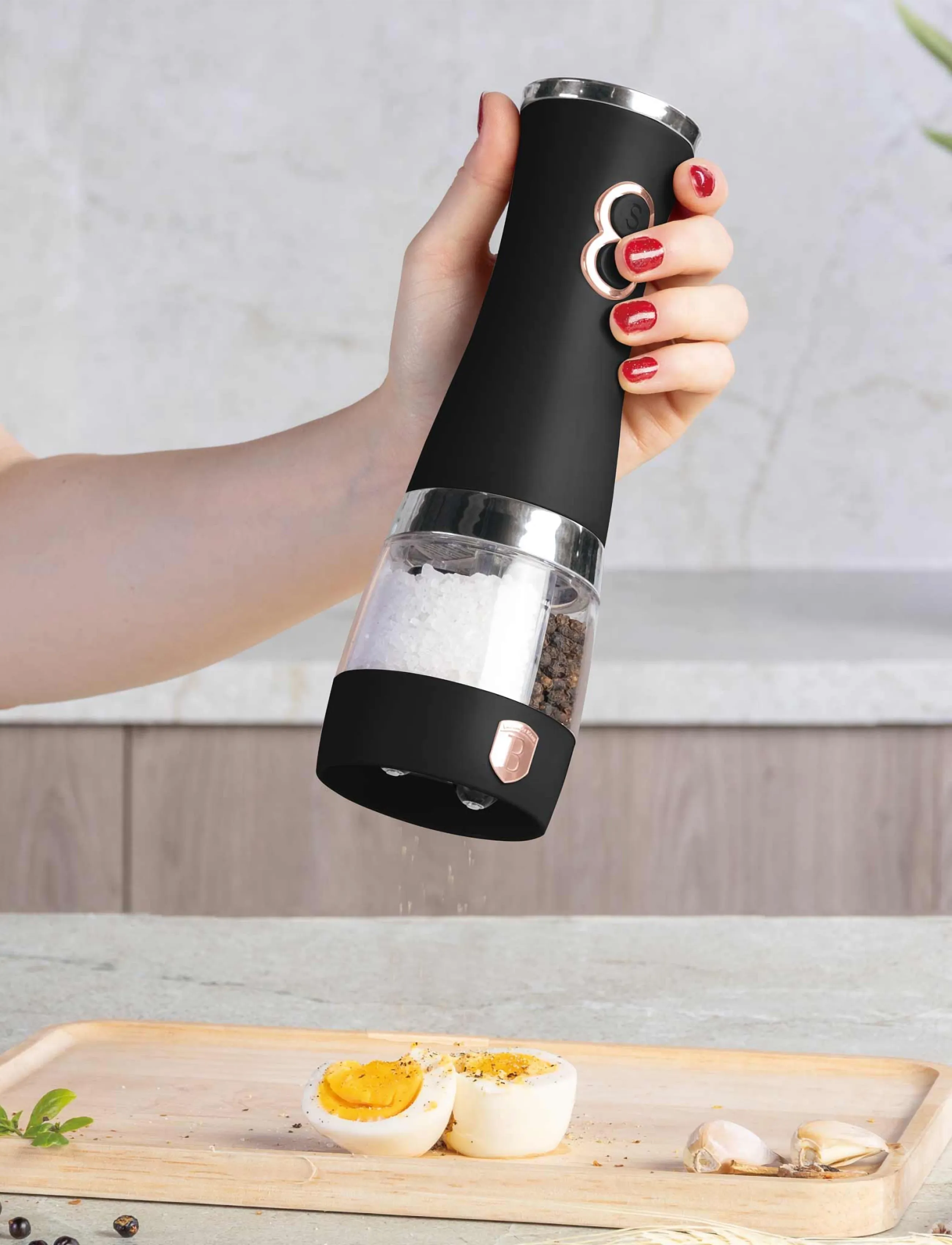 Berlingerhaus 2 In 1 Electric Pepper And Salt Mill, Black- Rose Gold, One Size, Grinders, Schwarz - & Shakers, Homeware