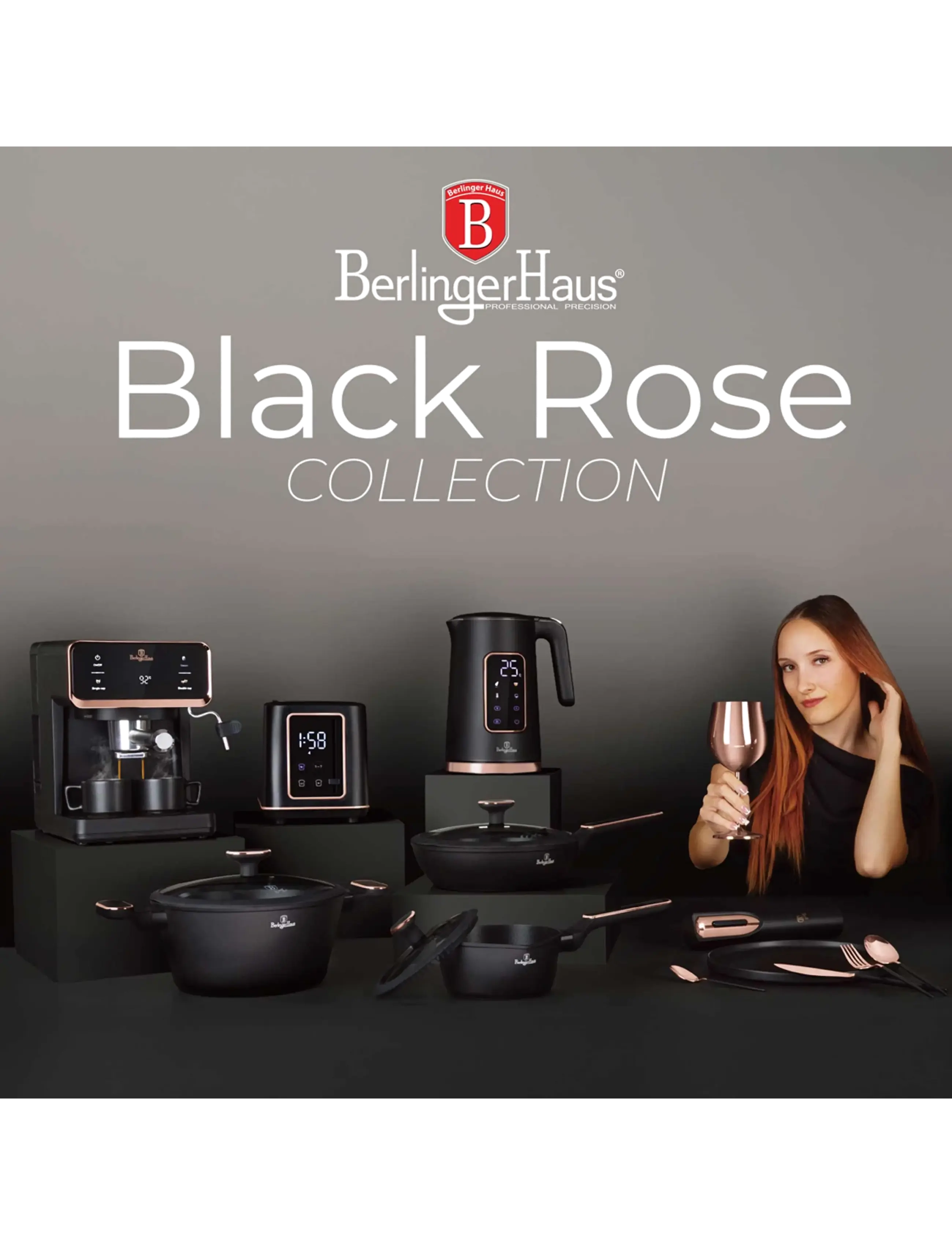 Berlingerhaus - 2 in 1 electric pepper and salt mill, black- rose gold - salt & pepper grinders - black/rose gold - 5