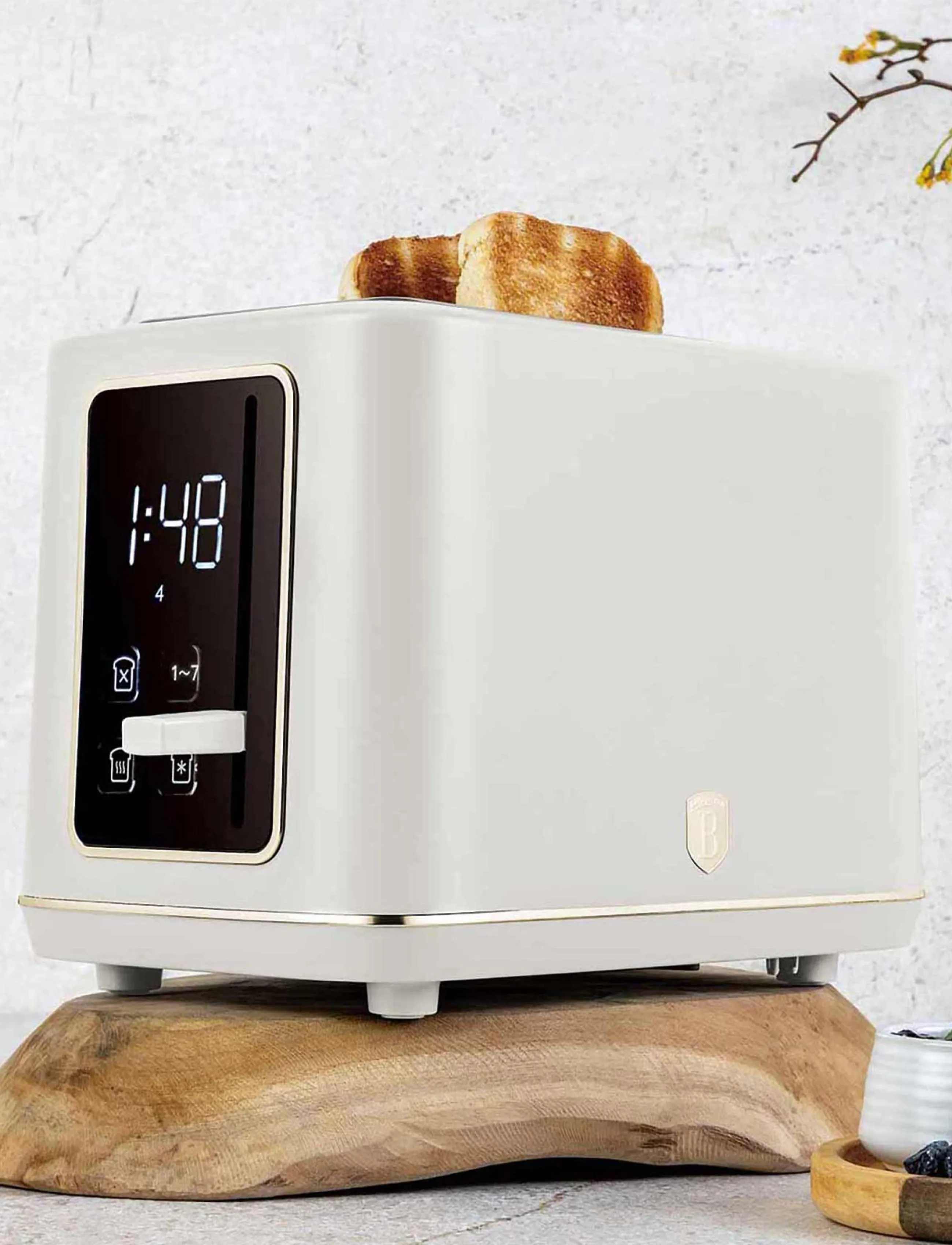 Berlingerhaus Digital Toaster, Matt Cream, 27.8X16.6X19.1 cm, Kitchen Appliances, Creme - Toasters, Homeware