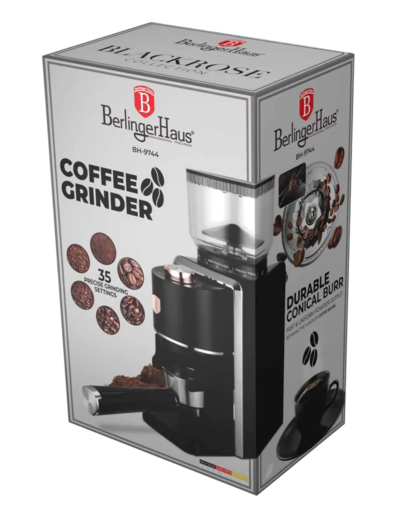 Berlingerhaus - Professional electric coffee grinder, black - kohvitarvikud - black rose collection - 1
