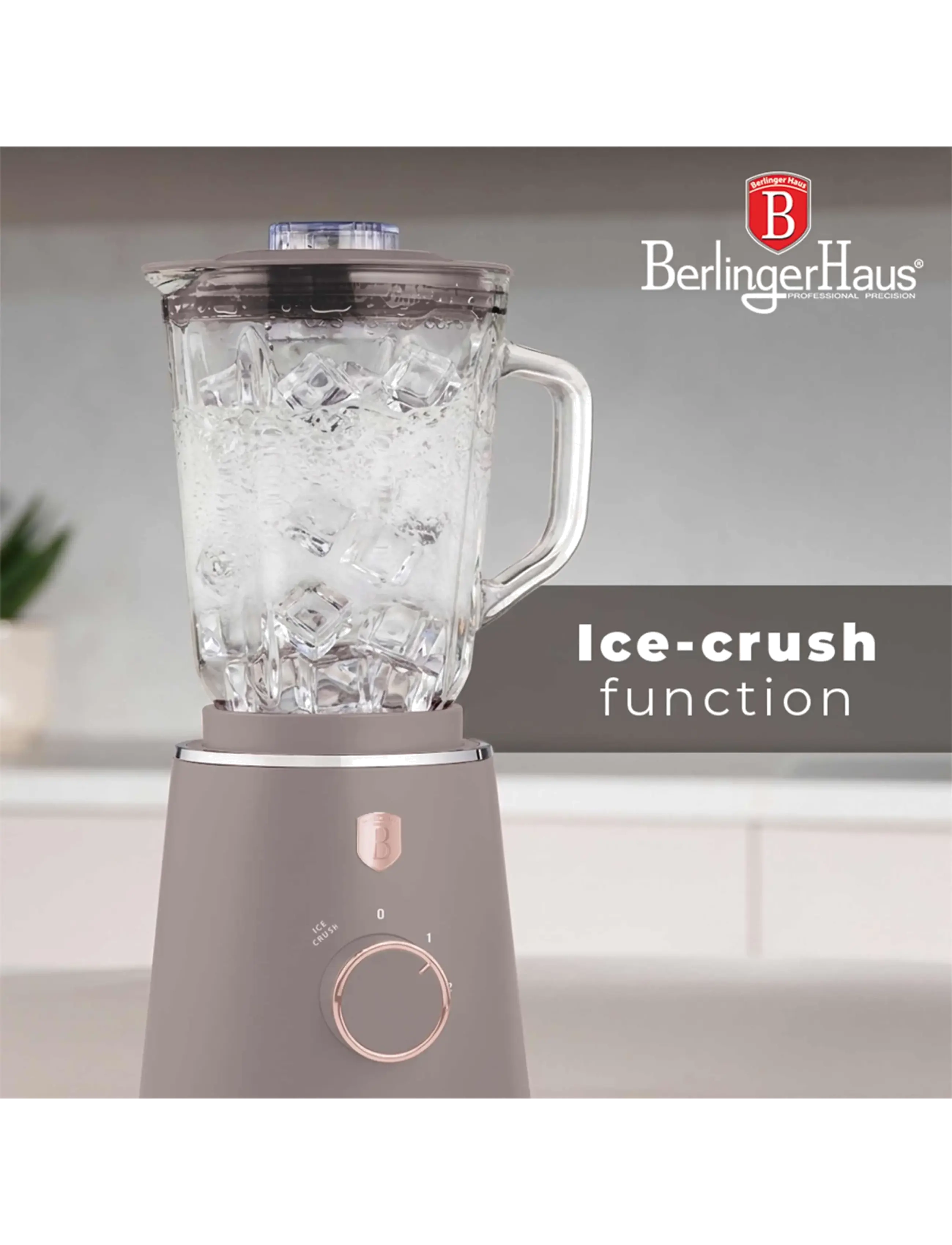 Berlingerhaus - Table blender with 1,5 L GLASS jar, 1000 W, matt taupe - mixers & blenders - taupe collection - 2