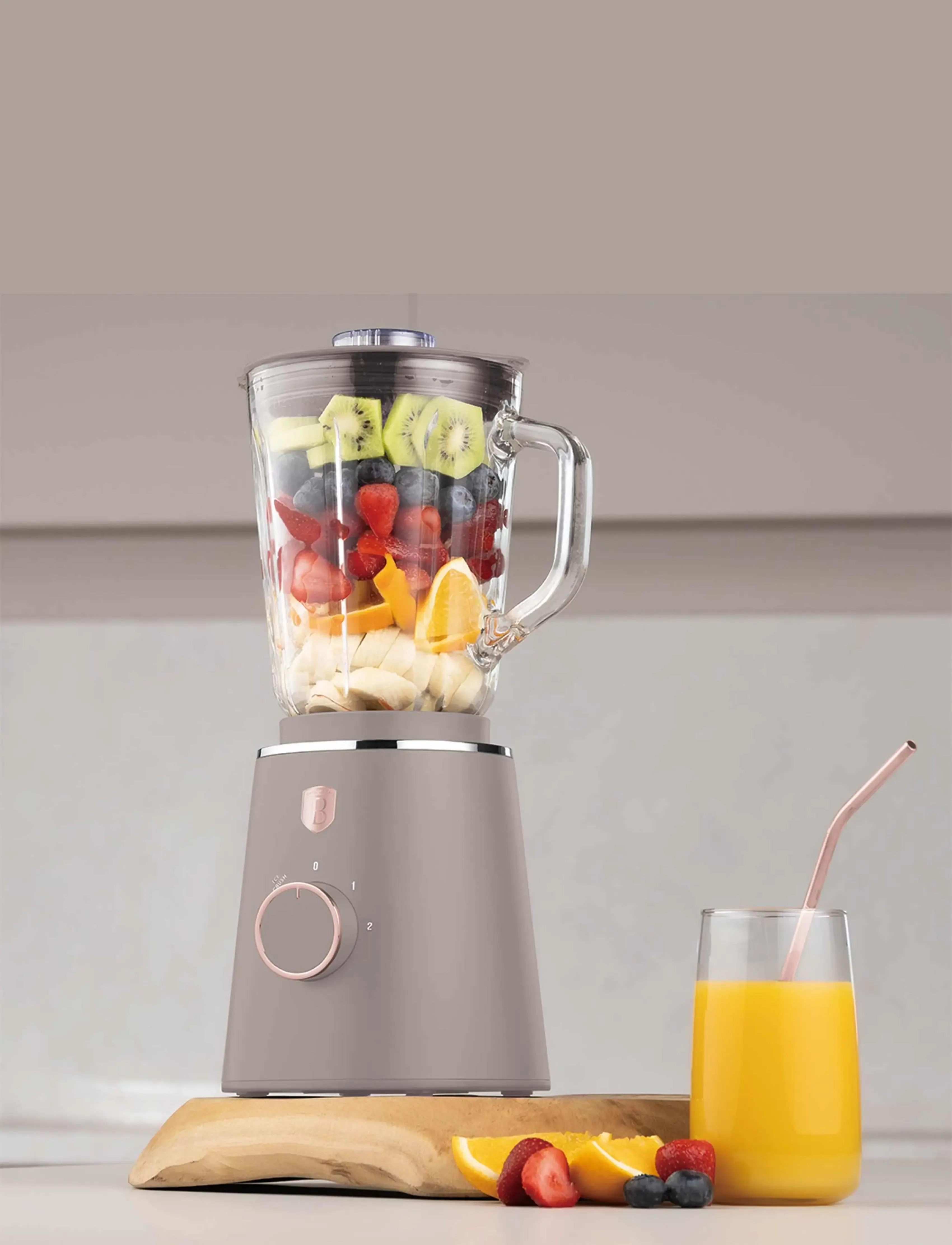 Berlingerhaus Table Blender With 1,5 L Glass Jar, 1000 W, Matt Taupe, 1.5 L, Brown, Køkkenmaskiner > Mixere Og Blendere, Unisex