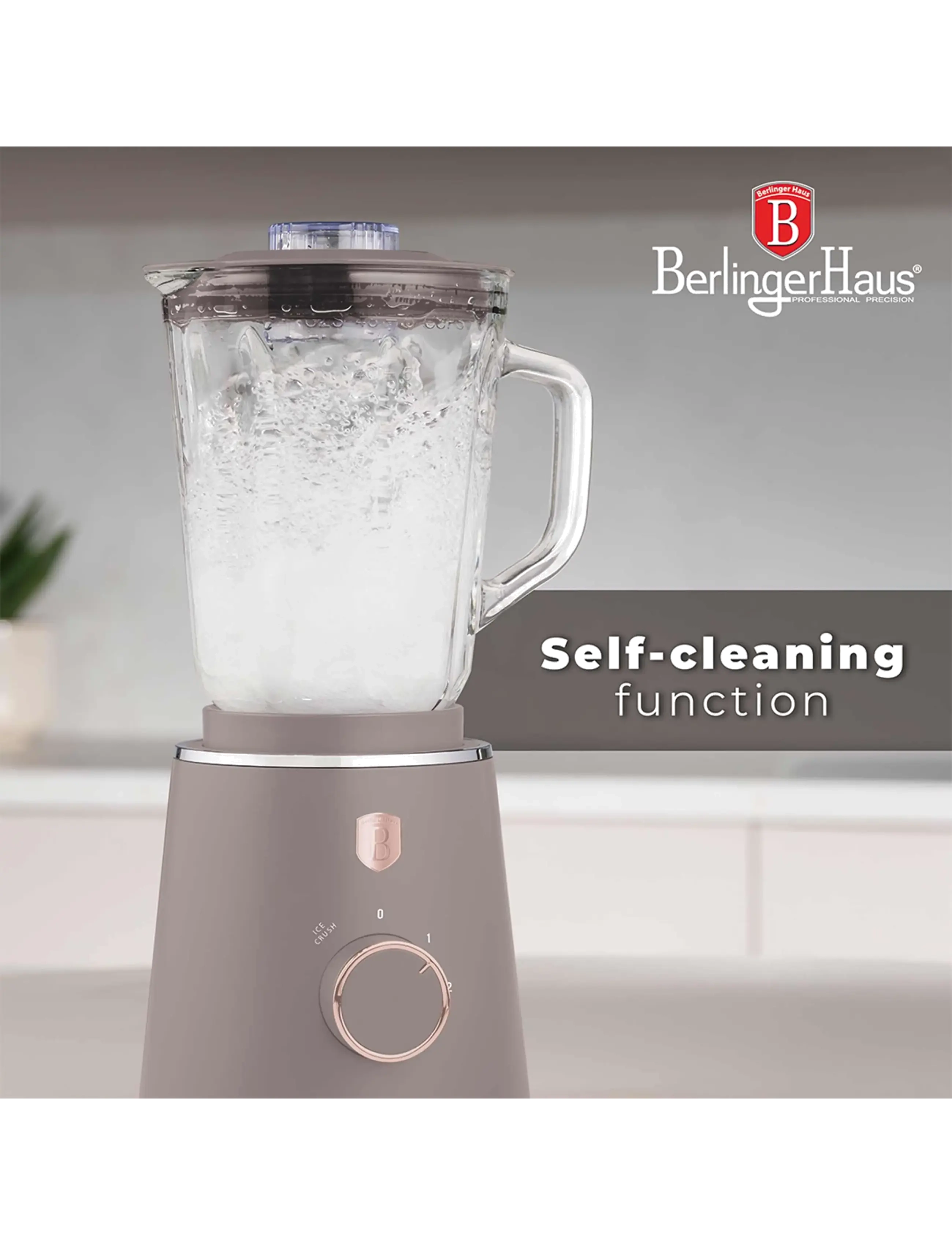 Berlingerhaus - Table blender with 1,5 L GLASS jar, 1000 W, matt taupe - mixers & blenders - taupe collection - 3