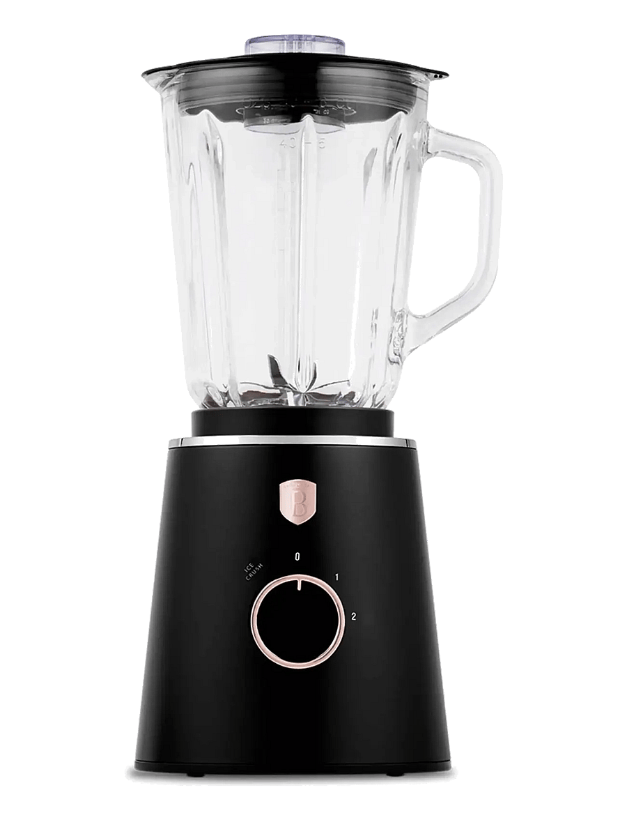 Berlingerhaus - Table blender with 1,5 L GLASS jar, 1000 W, black- rose gold - mixer - black rose collection - 0