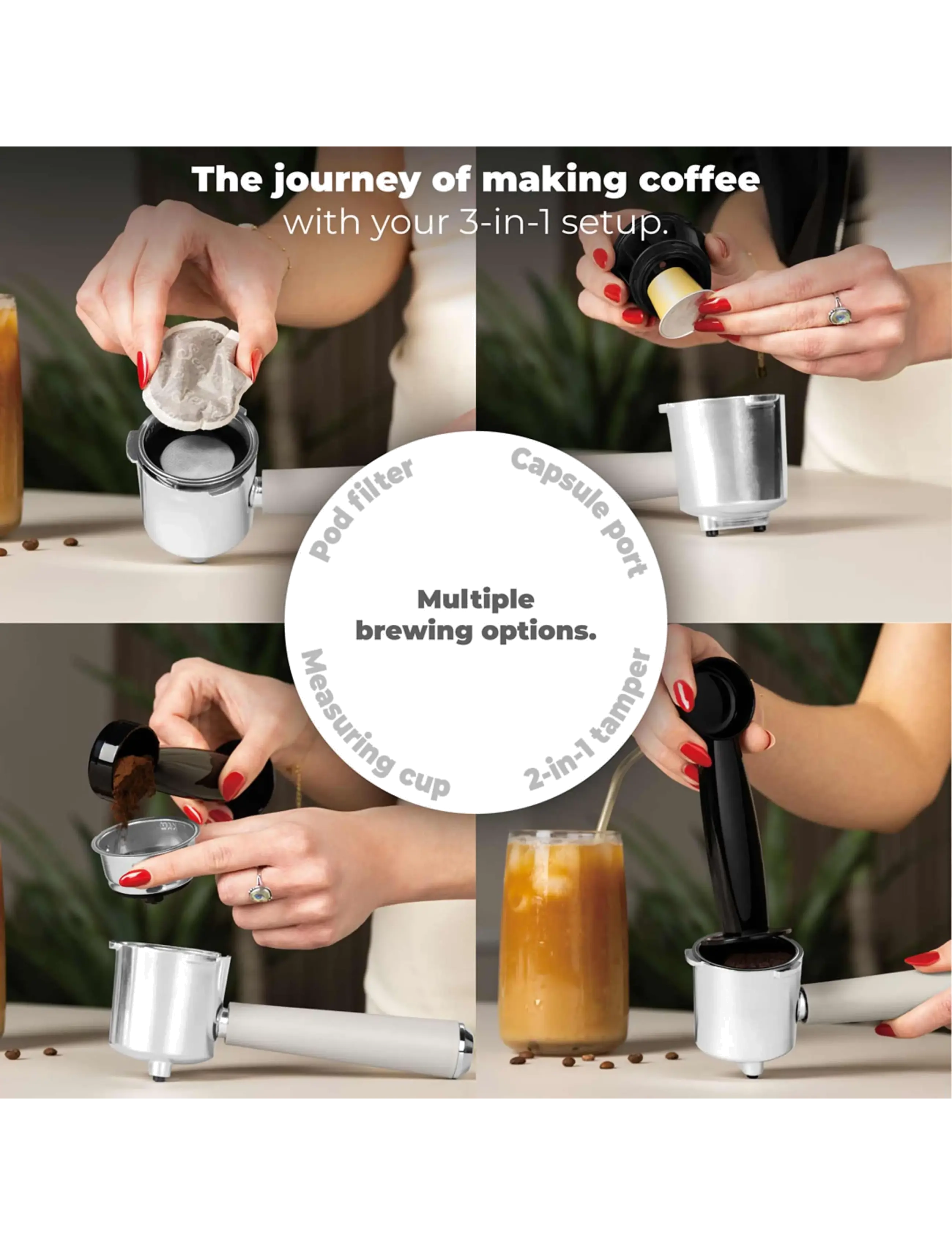 Berlingerhaus - Espresso coffee maker, 3 in 1, matt cream - espressomaskiner - sahara nordic collection - 5