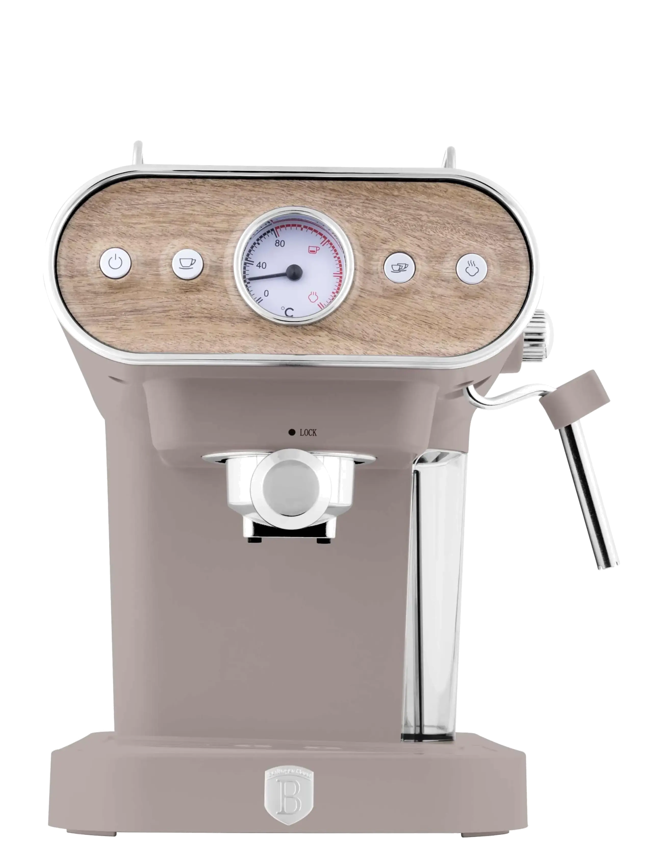 Berlingerhaus Espresso Coffee Maker, 3 In 1, Matt Taupe, Espressomaskine, Beige, Str: 23X26.5X30.5CM