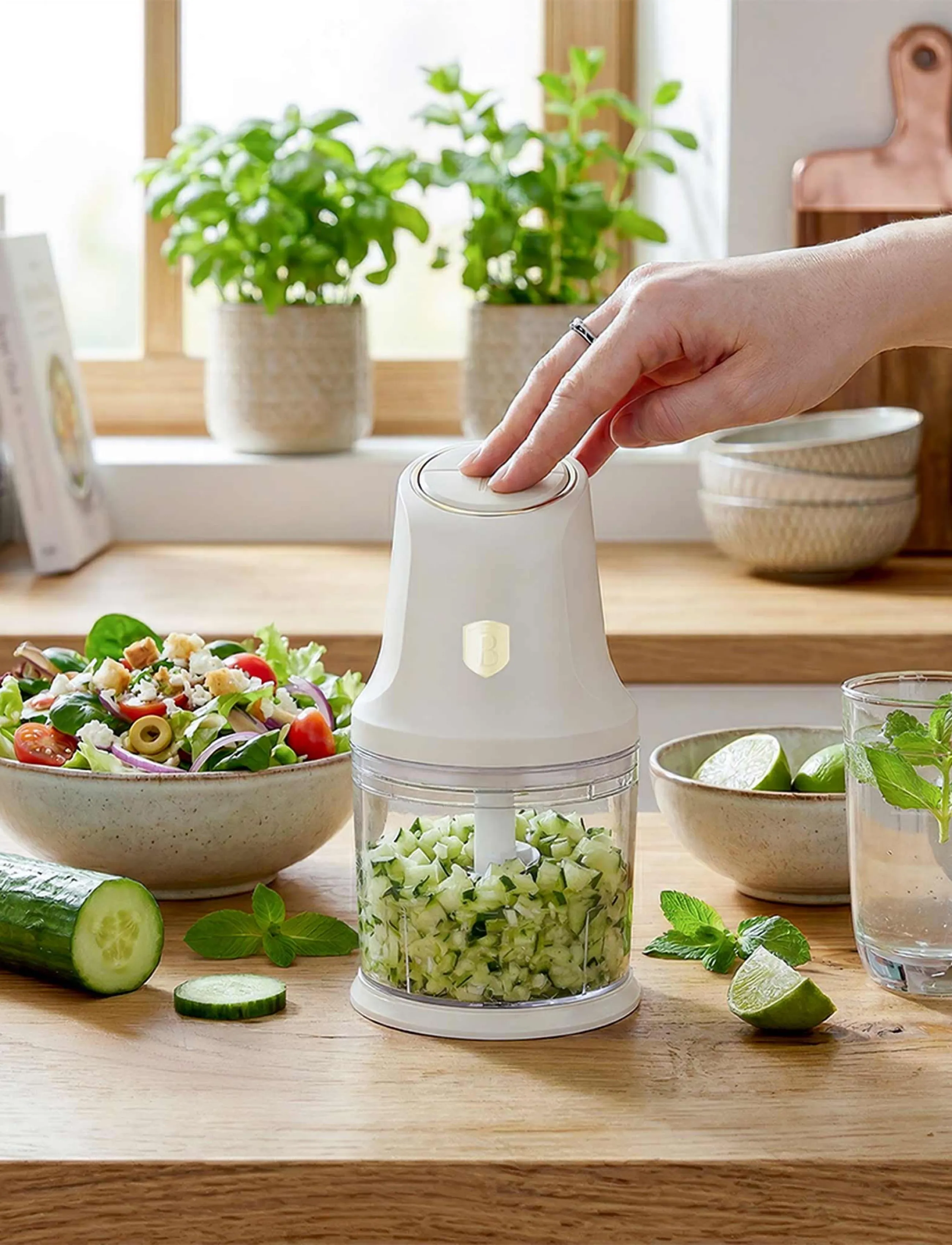 Berlingerhaus Chopper, 2 In 1, Cream, 1L|0.5L, Cream, Køkkenmaskiner > Foodprocessorer, Unisex