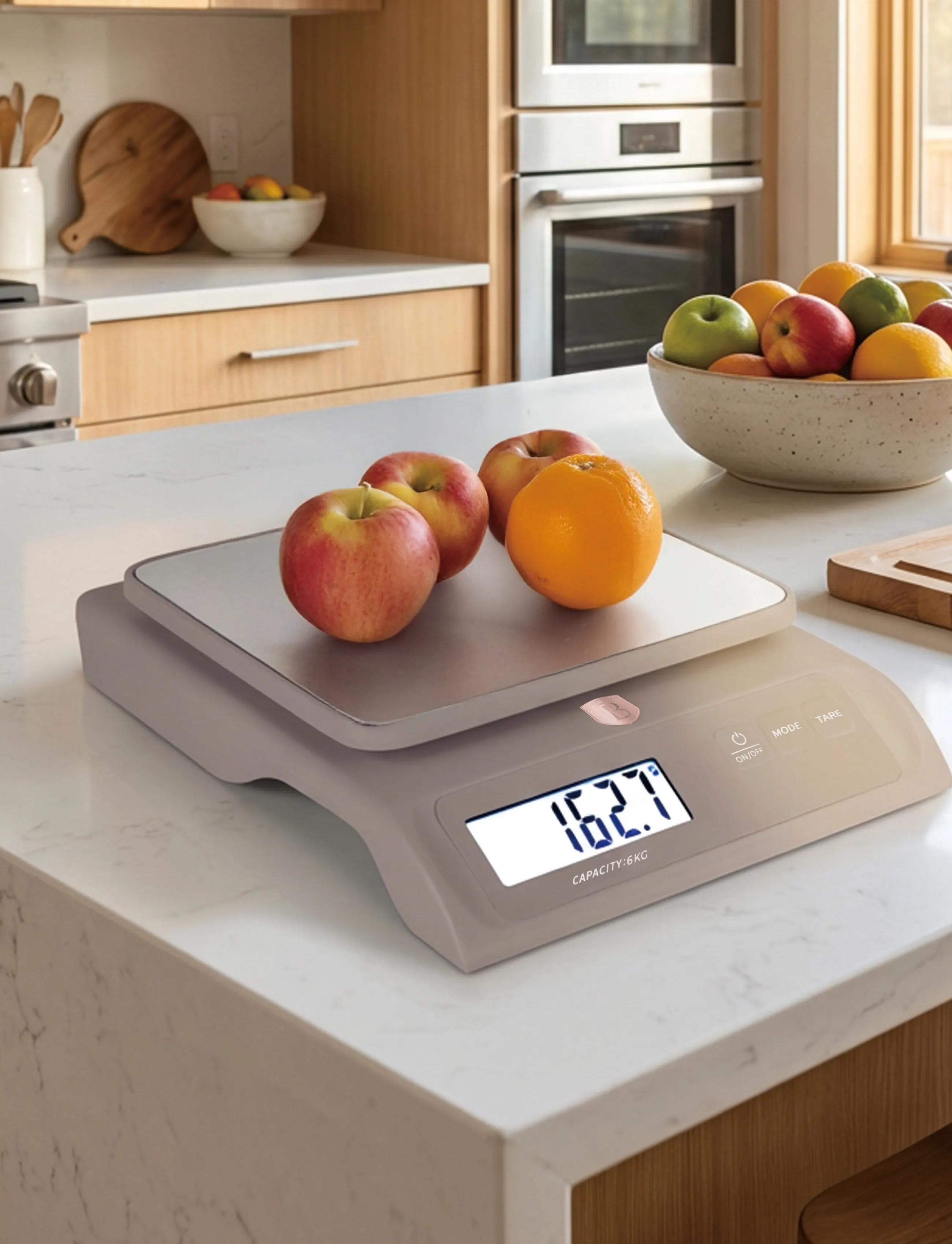Berlingerhaus Digital Kitchen Scale, Capacity 6 Kg, Taupe, 18.8X15X4.2 cm|6KG, Appliances, Beige - Scales, Homeware