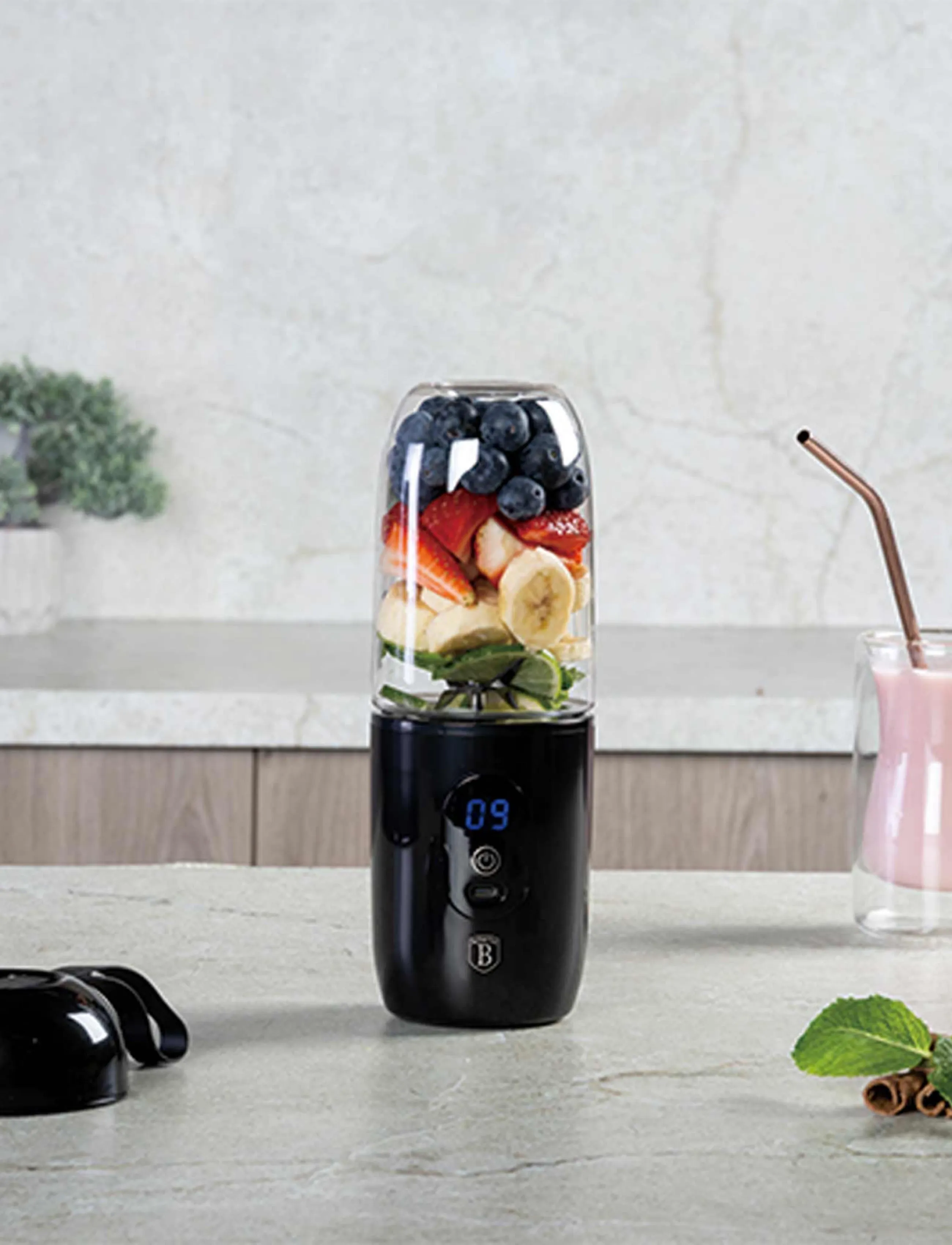 Berlingerhaus Blender With Usb, Black, One Size, Kitchen Appliances, Schwarz - Mixers & Blenders, Homeware