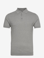 Michael s/s knitted polo shirt - 908 MID GREY MELANGE