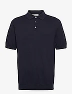 Michael s/s knitted polo shirt - MIDNIGHT