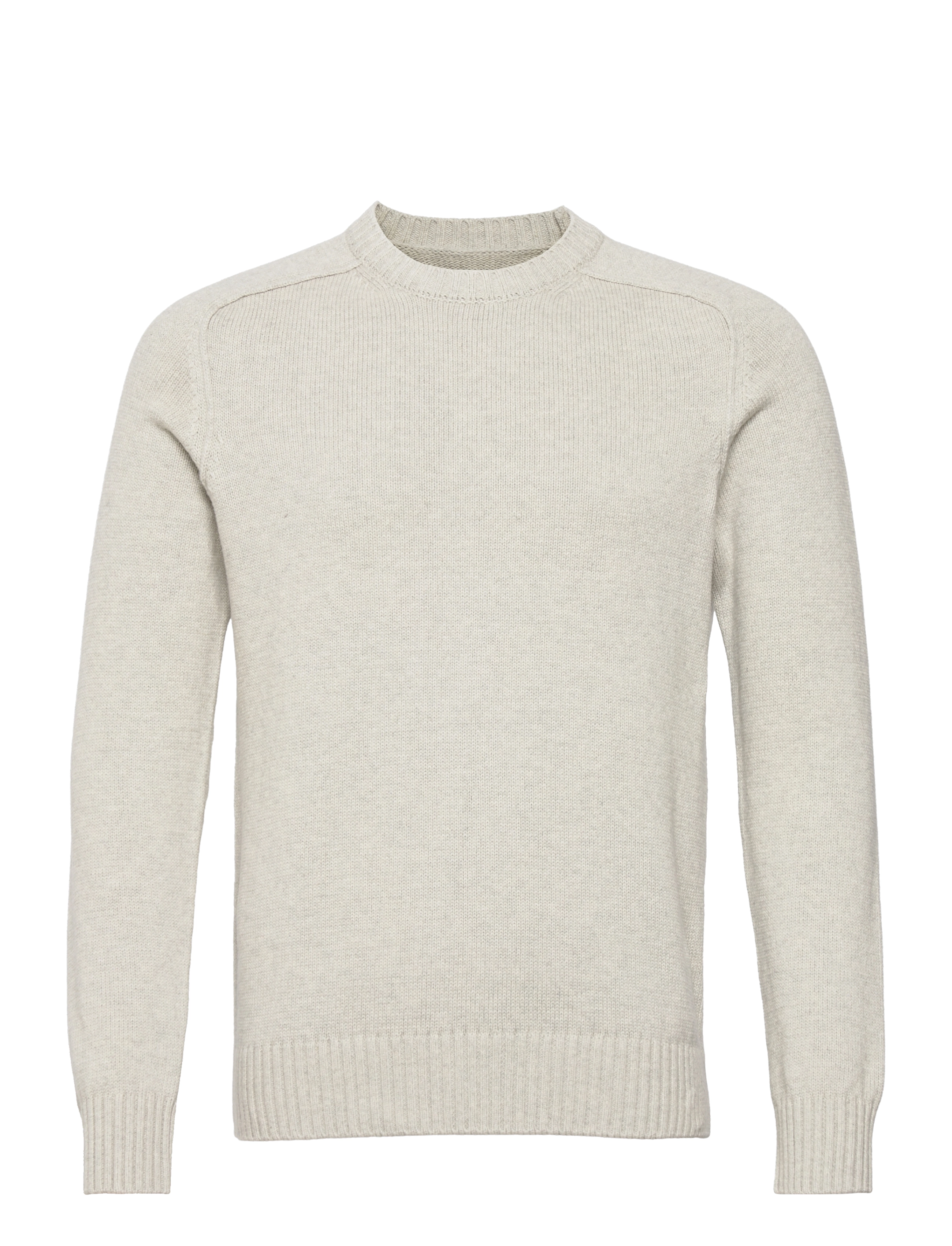 Bertoni - Bjarke l/s knitted crew neck - 113 bone grey melange - 0