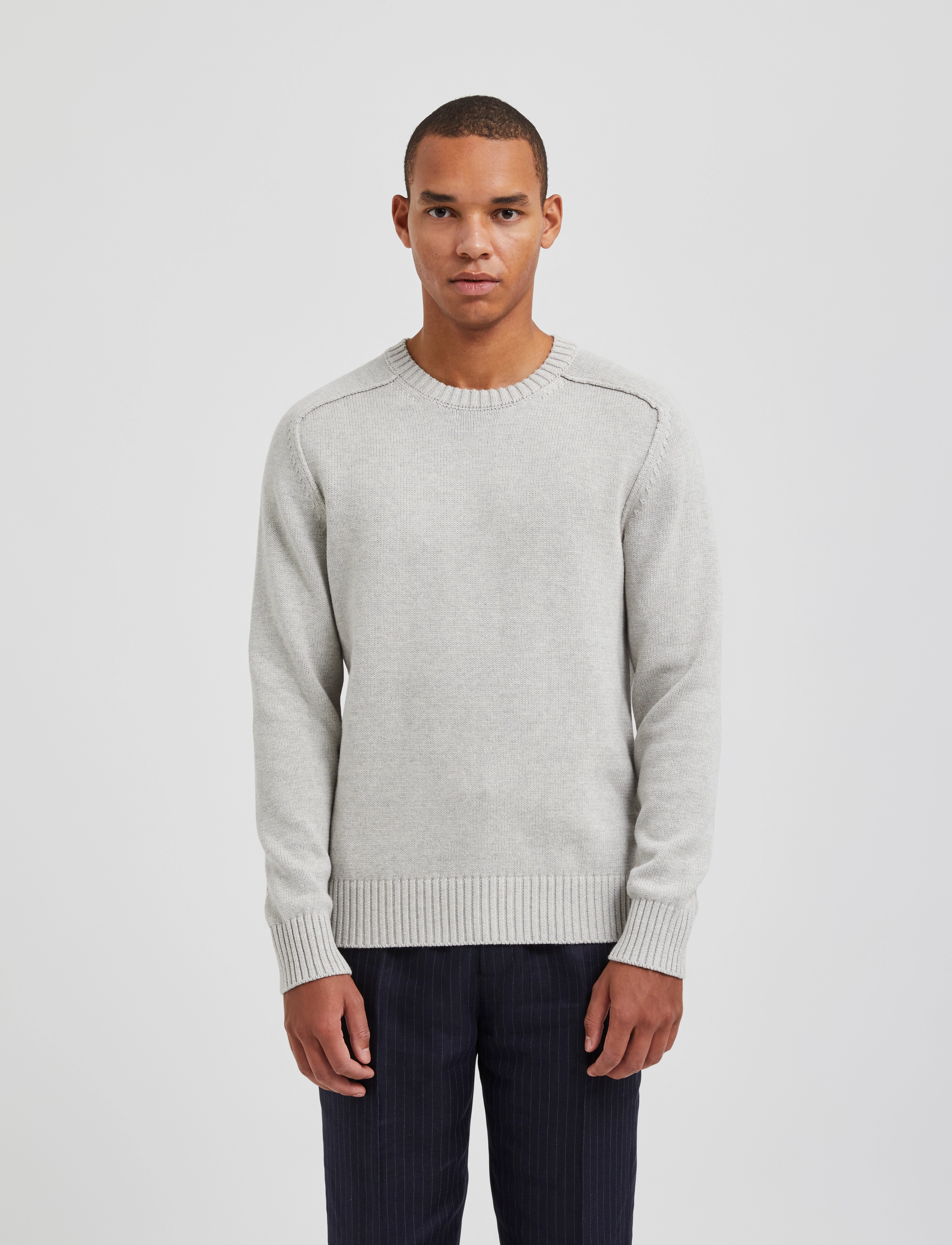 Bertoni - Bjarke l/s knitted crew neck - 113 bone grey melange - 2