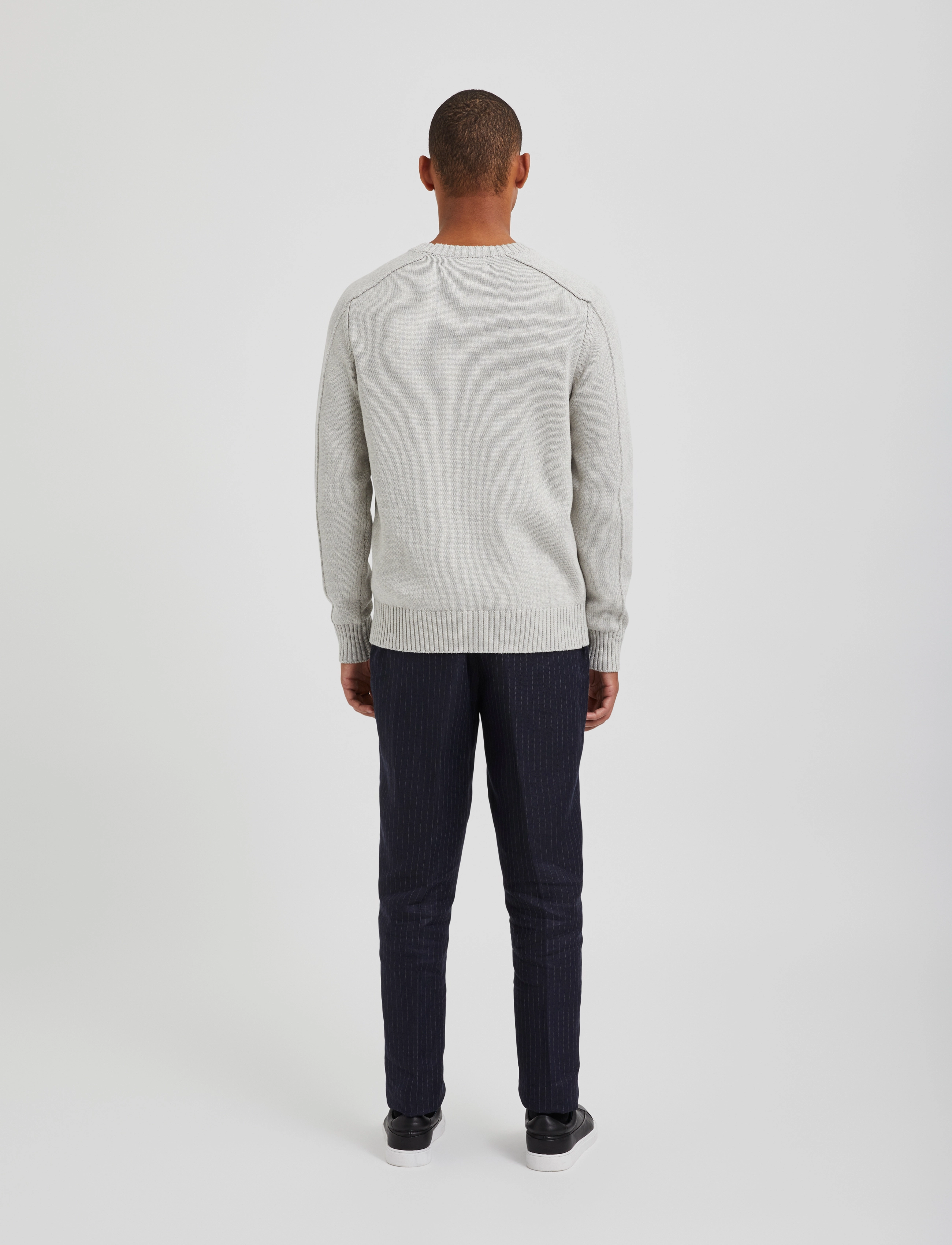 Bertoni - Bjarke l/s knitted crew neck - 113 bone grey melange - 3
