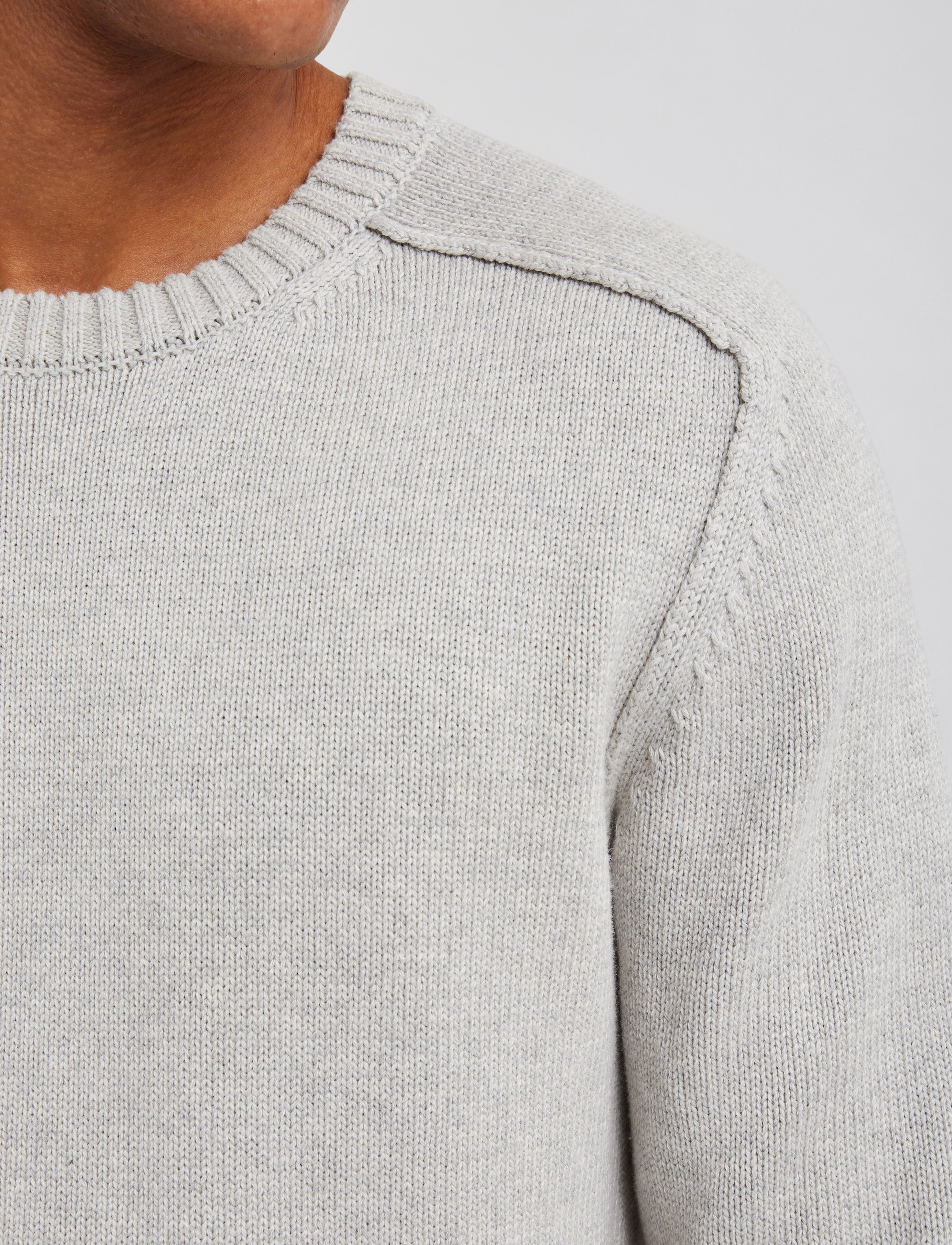 Bertoni - Bjarke l/s knitted crew neck - 113 bone grey melange - 4