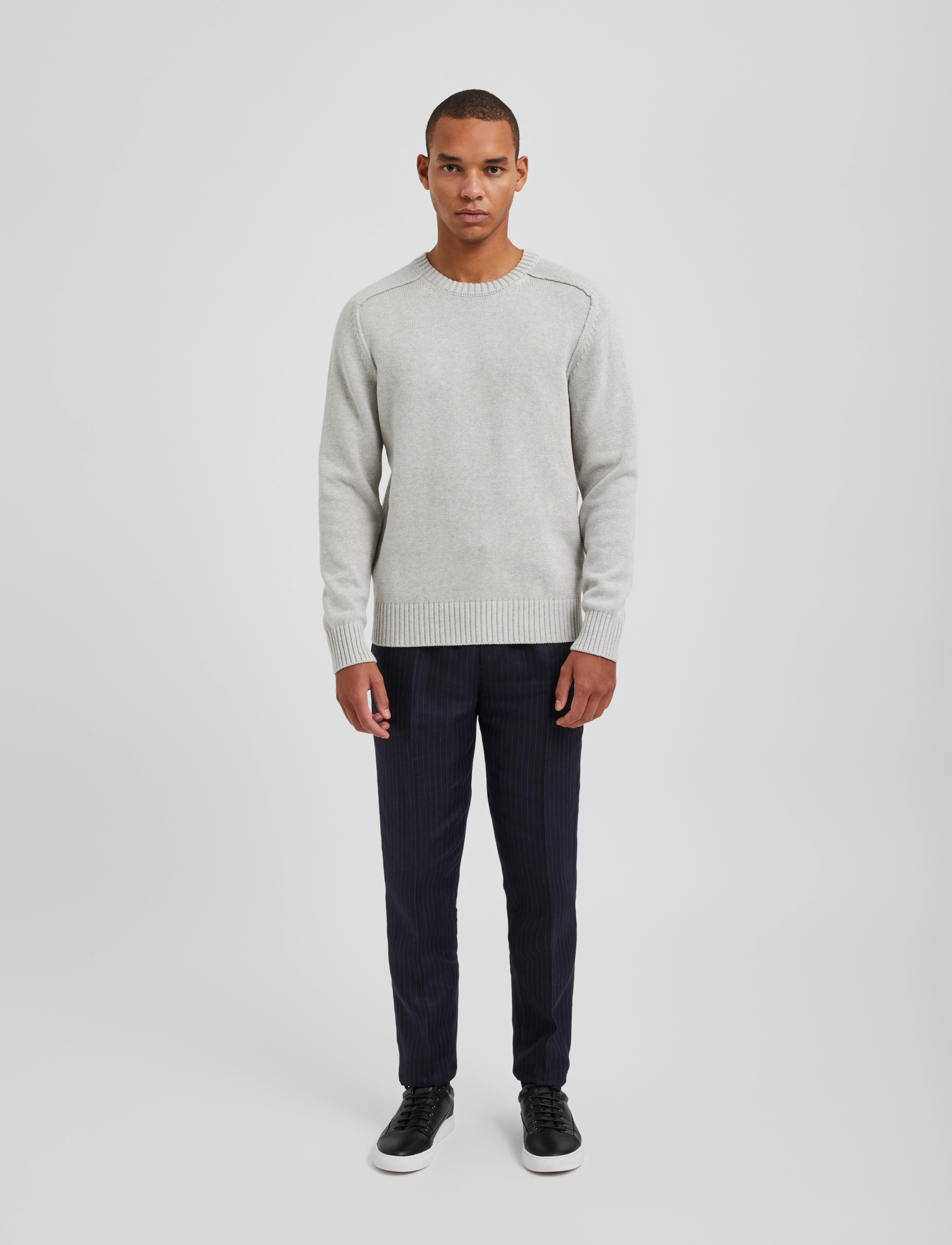 Bertoni - Bjarke l/s knitted crew neck - 113 bone grey melange - 5