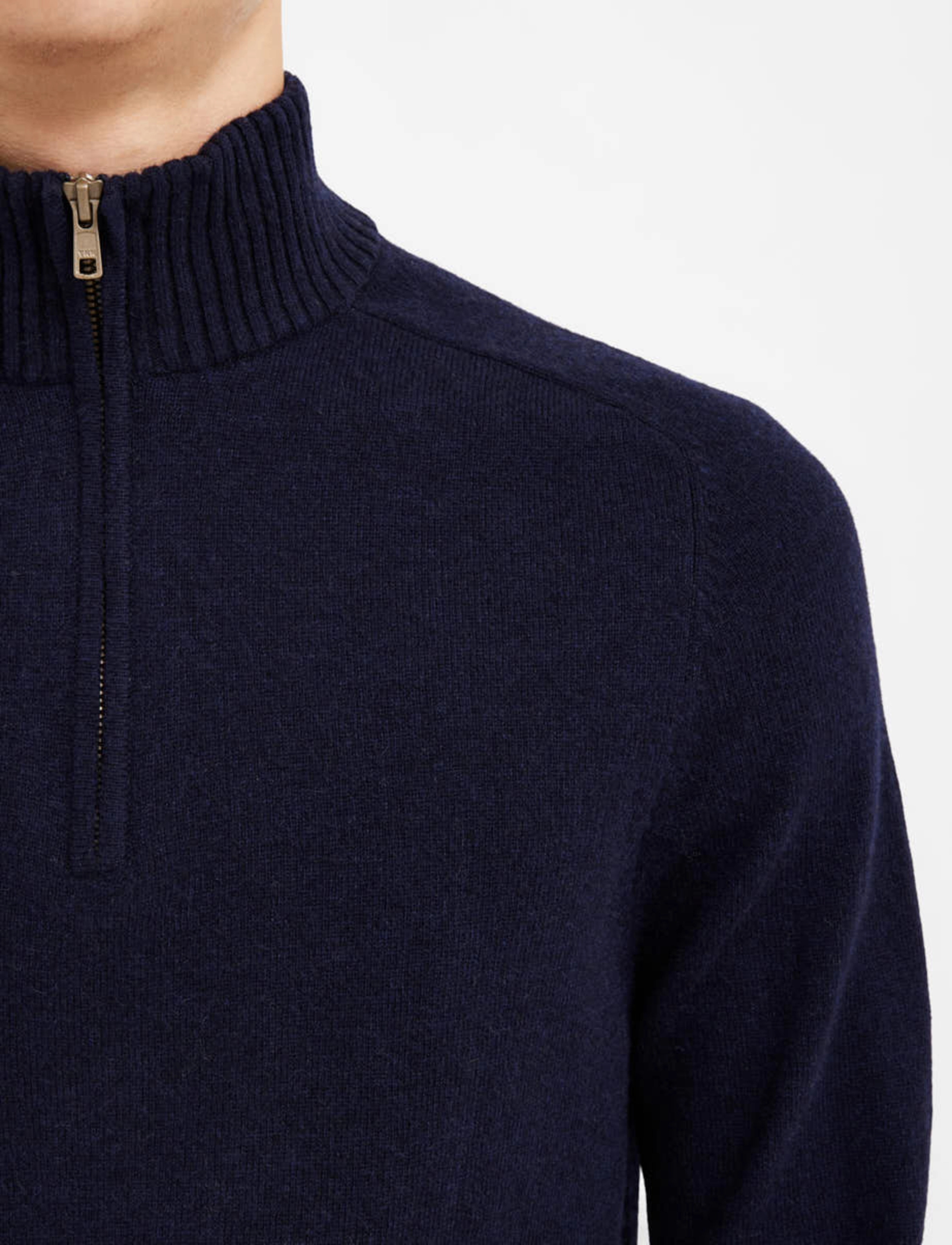 Bertoni - Vilhjalmer high neck zip knit - 740 dress blue - 4