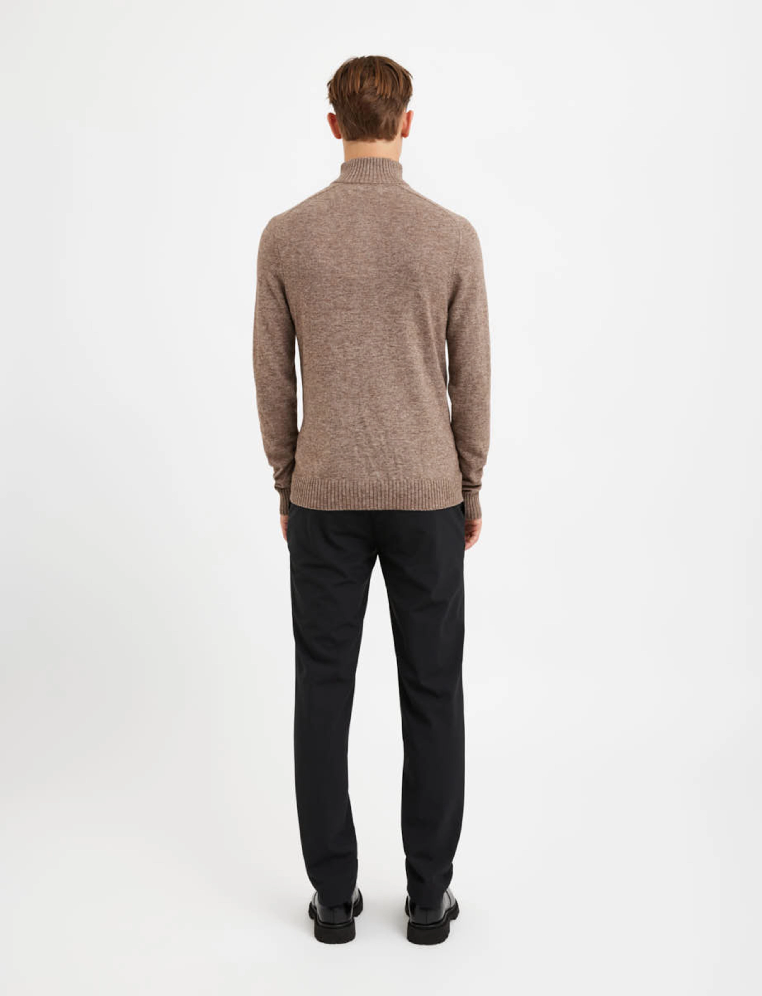 Bertoni - Vilhjalmer high neck zip knit - 865 nutmeg - 3