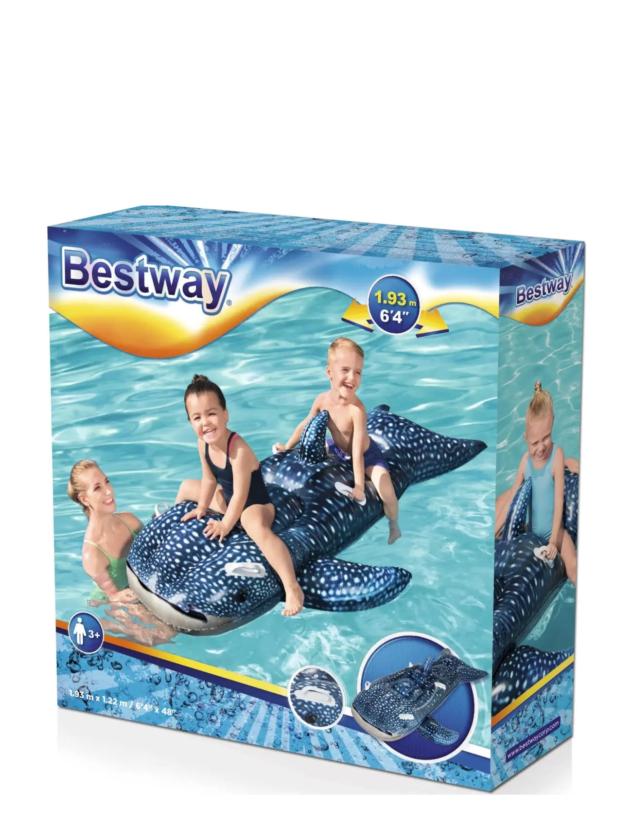 Bestway - 1.93M X 1.22M WHALETASTIC WONDERS RIDE-ON - baderinge og bademadrasser - multi coloured - 2
