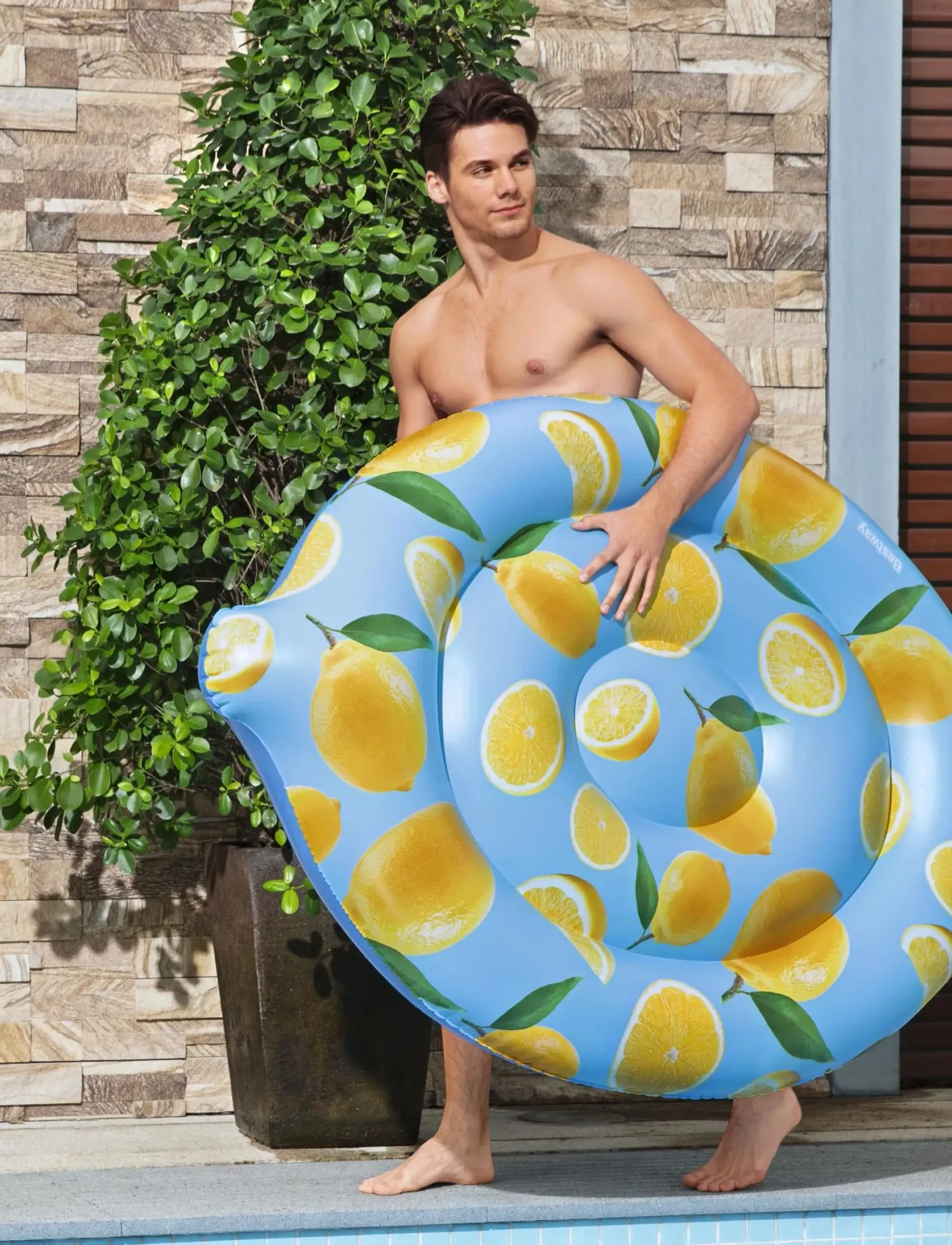 Bestway - 1.76M X 1.22M SCENTSATIONAL LEMON POOL FLOAT - baderinge og bademadrasser - multi coloured - 3