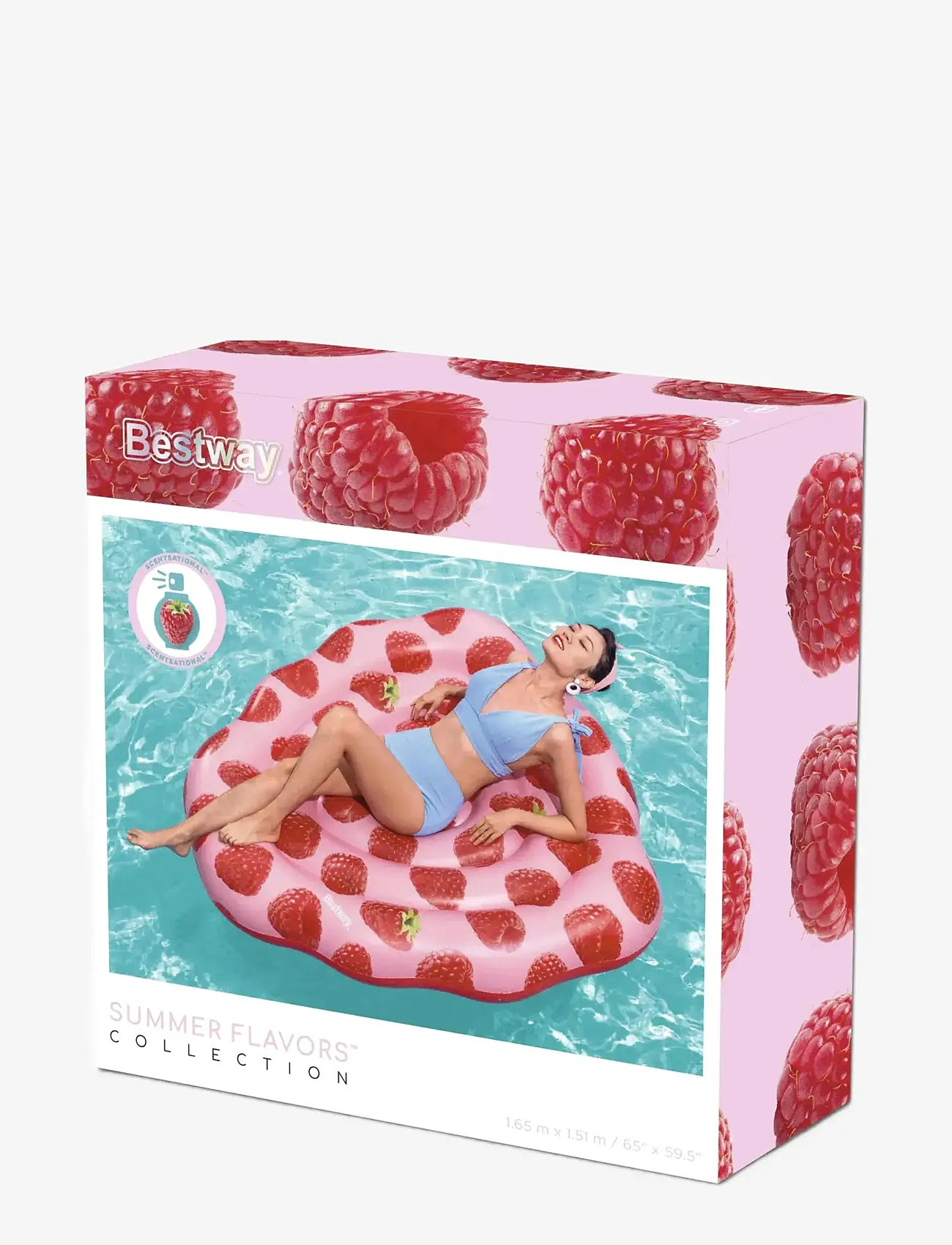 Bestway - 1.65M X 1.51M SCENTSATIONAL RASPBERRY POOL FLOAT - baderinge og bademadrasser - multi coloured - 2