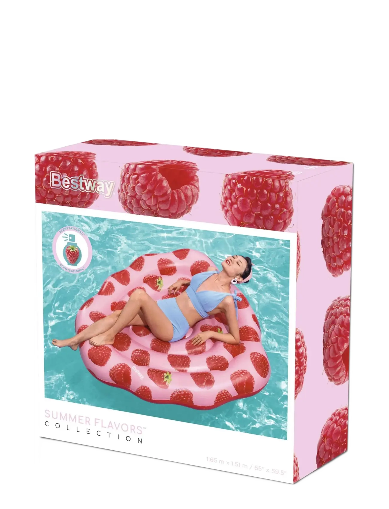 Bestway - 1.65M X 1.51M SCENTSATIONAL RASPBERRY POOL FLOAT - baderinge og bademadrasser - multi coloured - 2