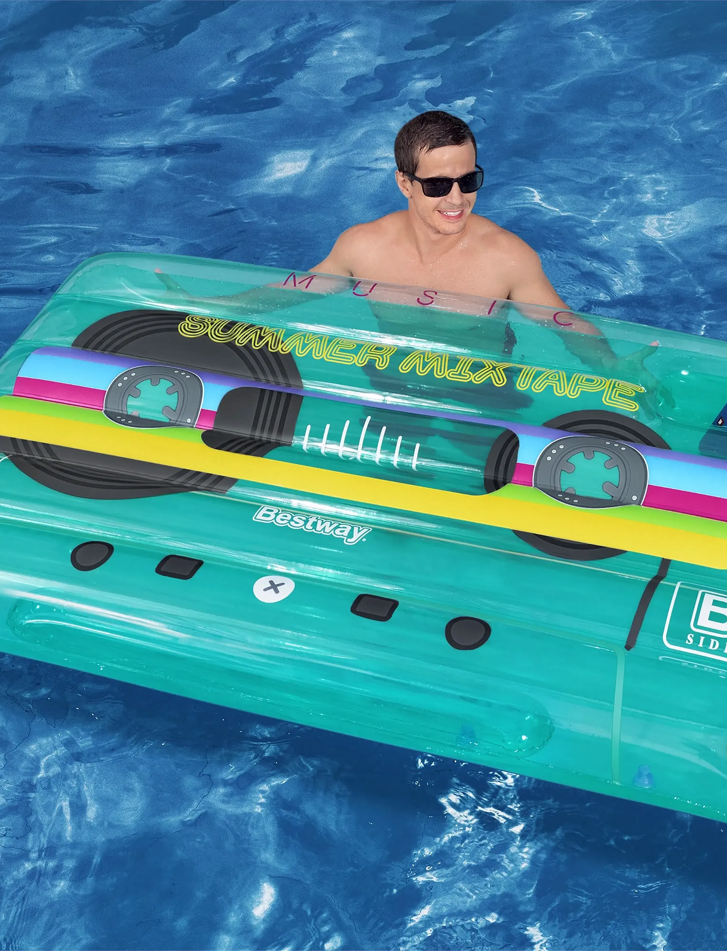 Bestway Bestway 1.74M X 1.17M Retro Beats Pool Float, One Size, Blue, Water Legetøj > Bath Rings & Bath Mattresses, Børn