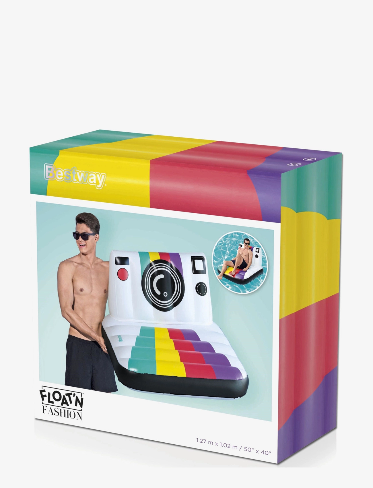 Bestway - Bestway Pose N' Float Badmadrass 127 X 102 Cm - badringar & badmadrasser - multi coloured - 2