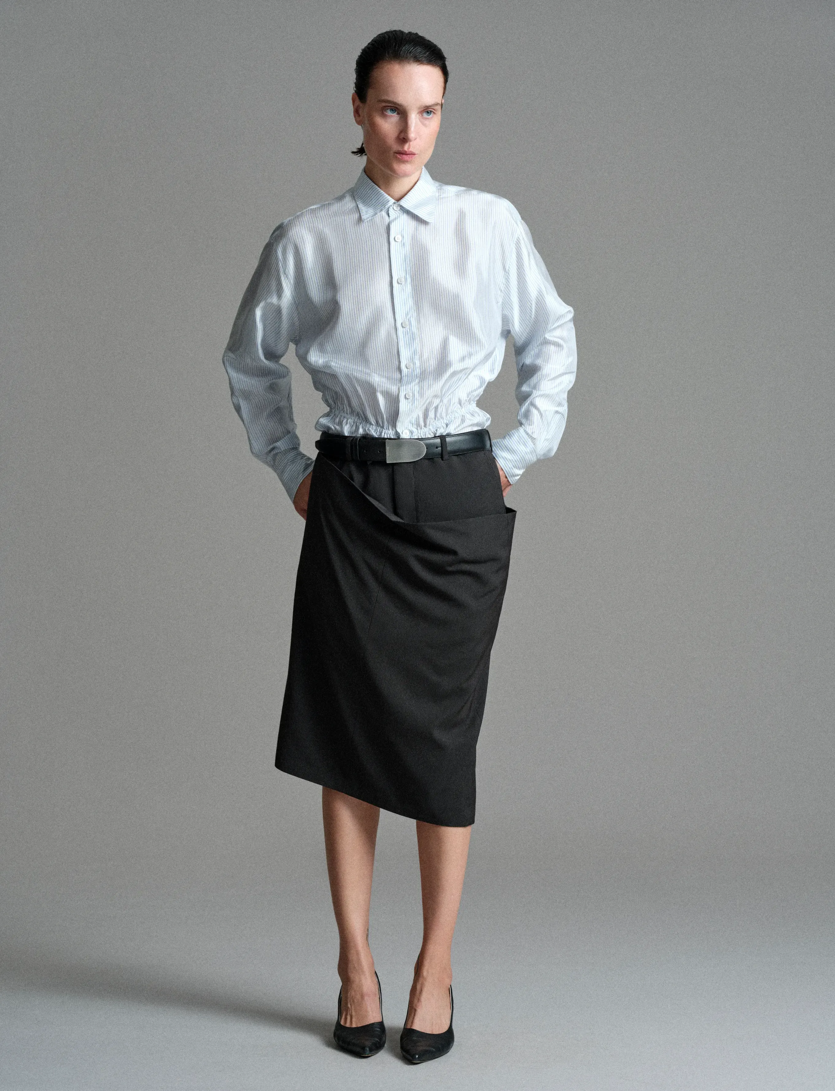 BETTTER Lining Shirt Tie Bodysuit, L, Blue, Skjorter > Langærmede, Dame