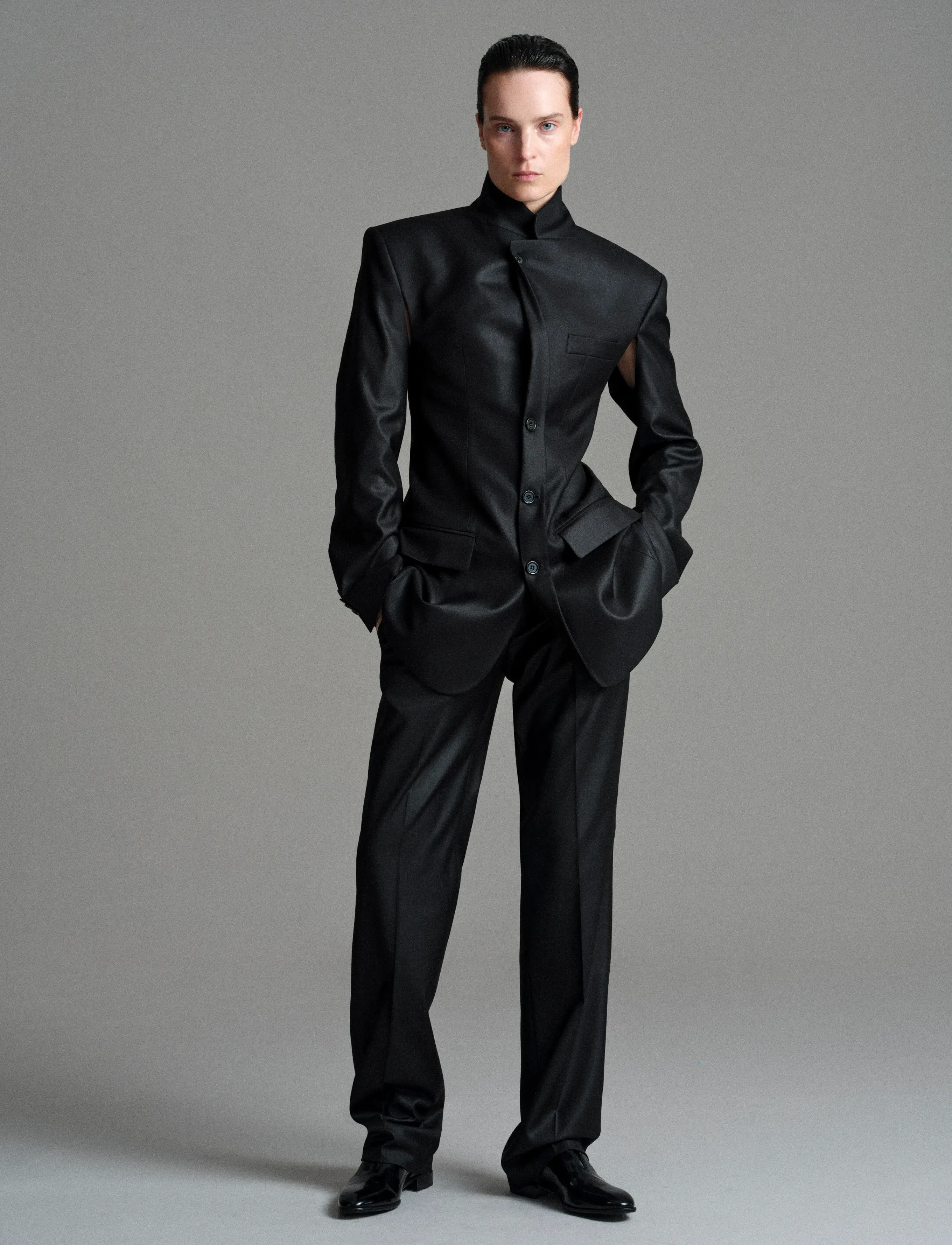 BETTTER Folded Blazer With Slits, Kvinder, Blazer, Sort, Str: L