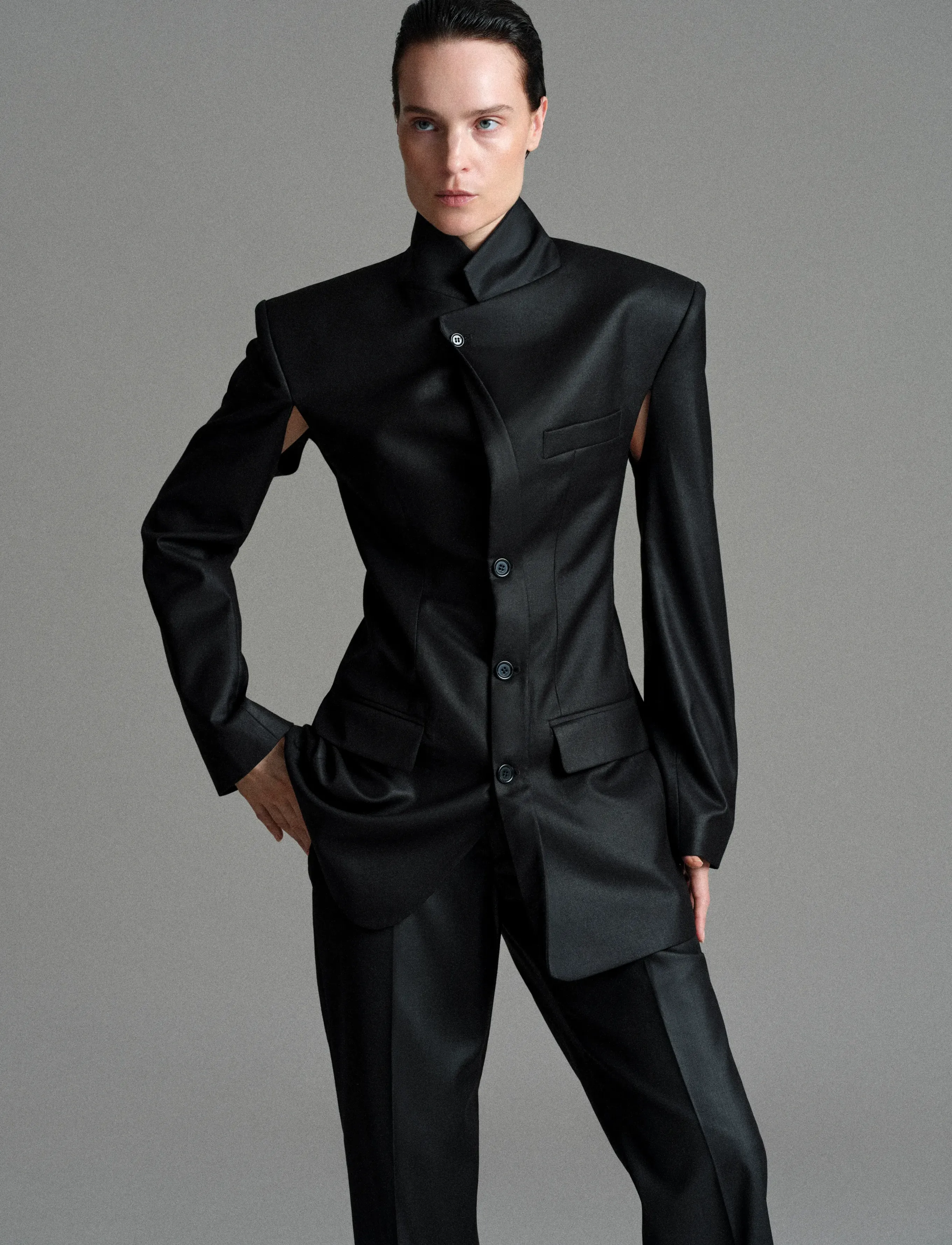 BETTTER - FOLDED BLAZER WITH SLITS - festtøj til outletpriser - black - 5