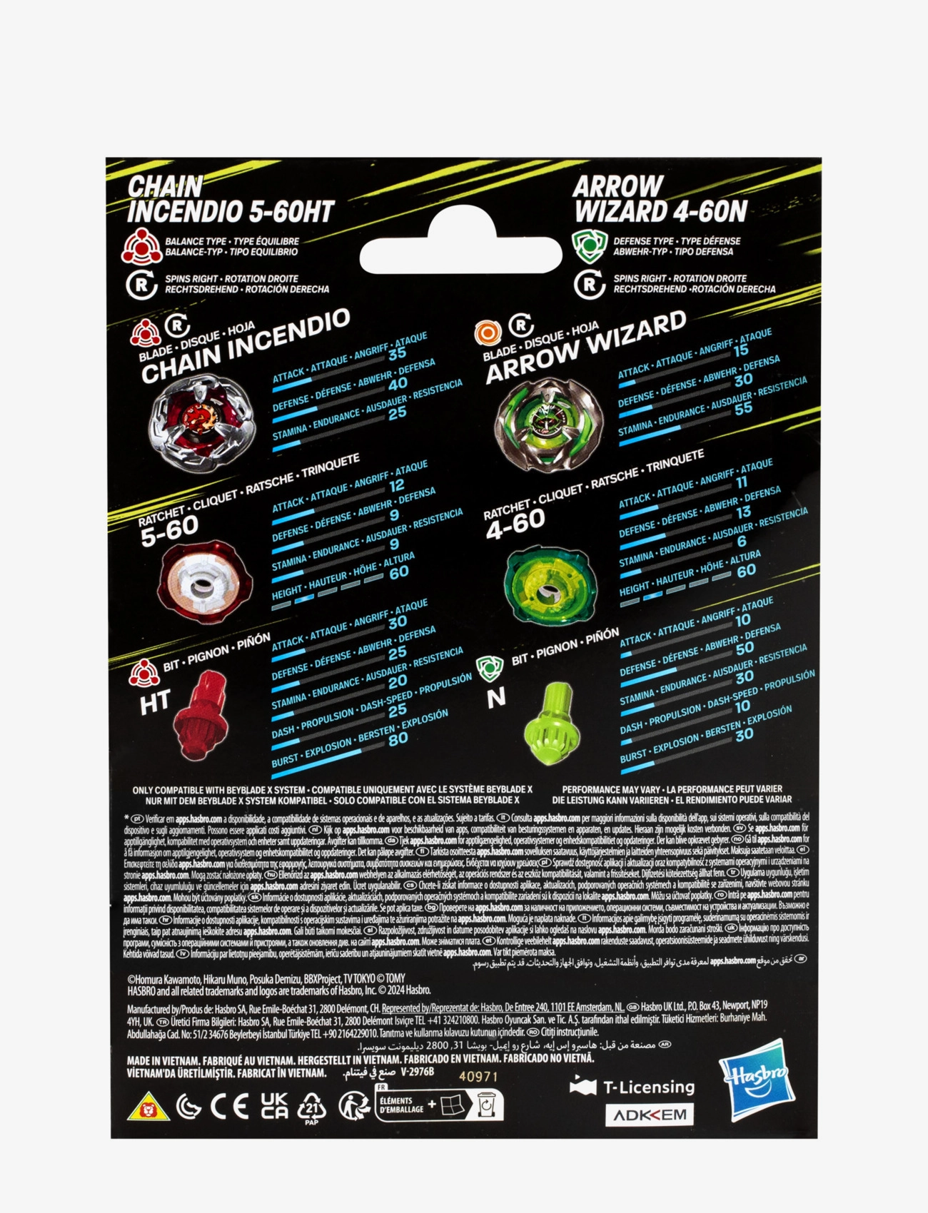 Beyblade - X Chain Incendio 5-60HT & Arrow Wizard 4-60N Battling spinning top - multicolor - 3