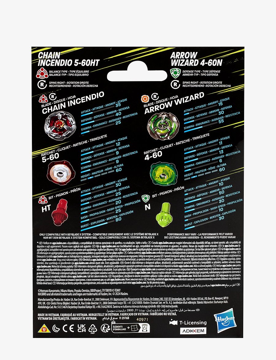 Beyblade - X Chain Incendio 5-60HT & Arrow Wizard 4-60N Battling spinning top - multicolor - 3