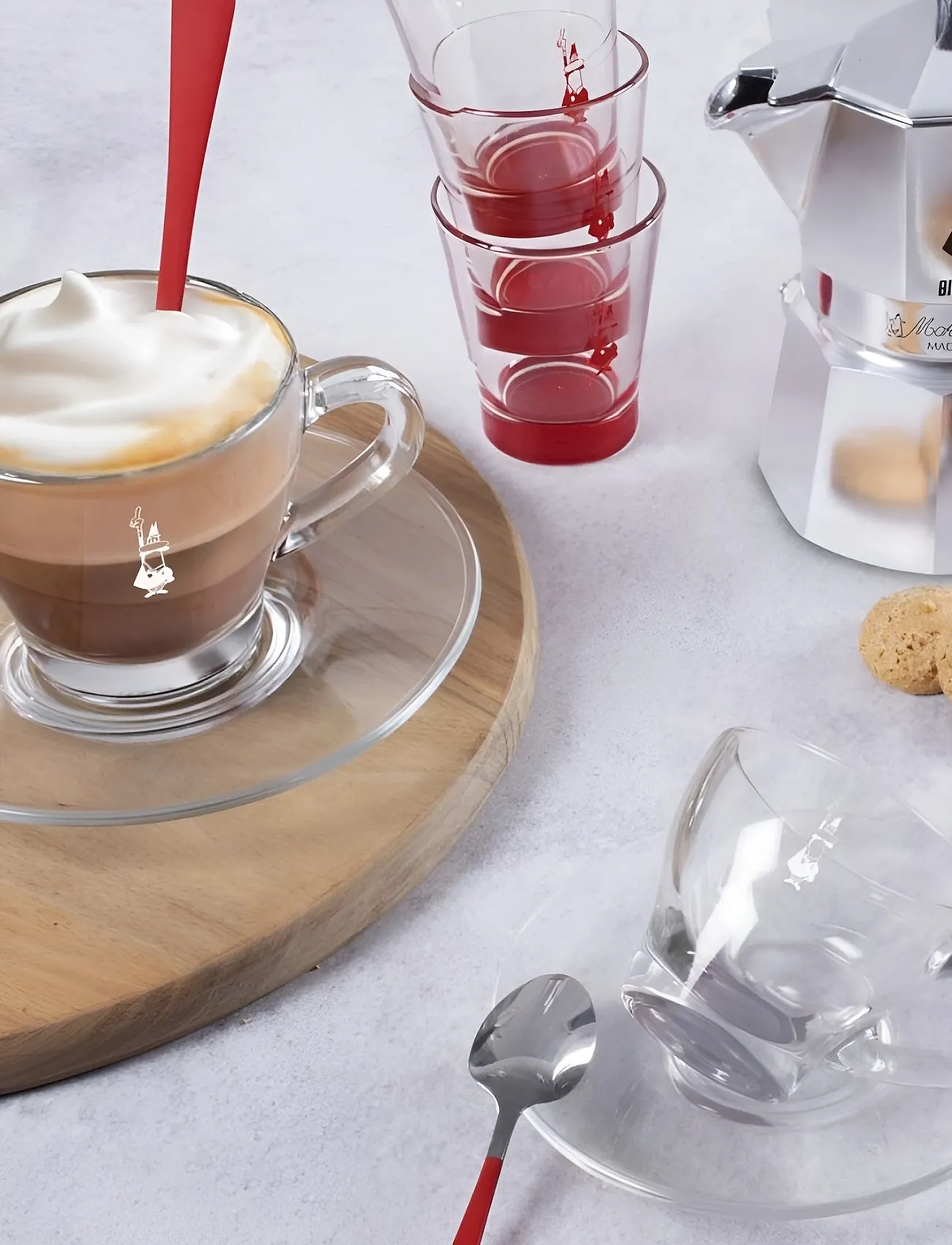 Bialetti Espressokop Med Underkop, Sæt Med 2 Stk. Vetro Bialetti , 9 CL, Nude, Kopper & Krus > Kaffekopper, Unisex