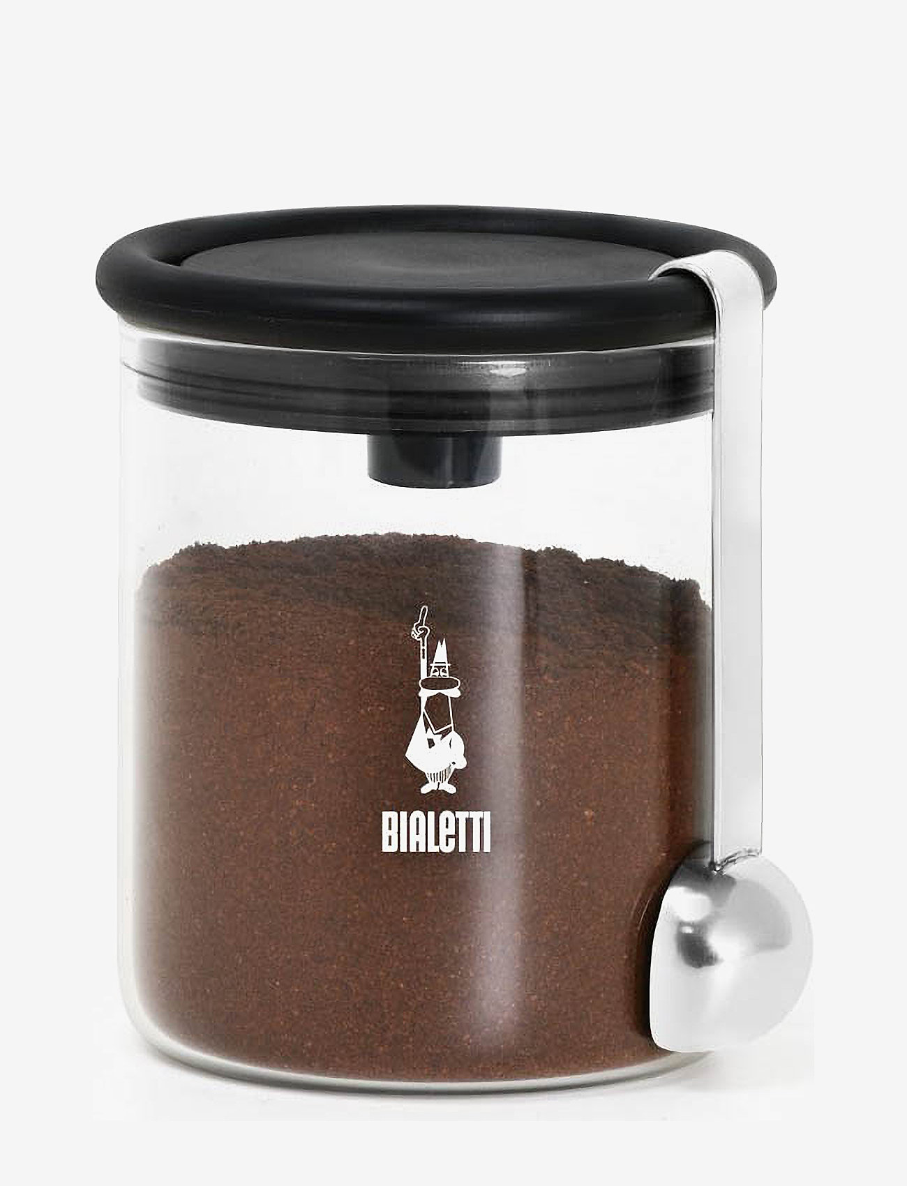 Bialetti - GLASS COFFEE JAR W/MOKA TOP - kitchen jars - clear, black - 0