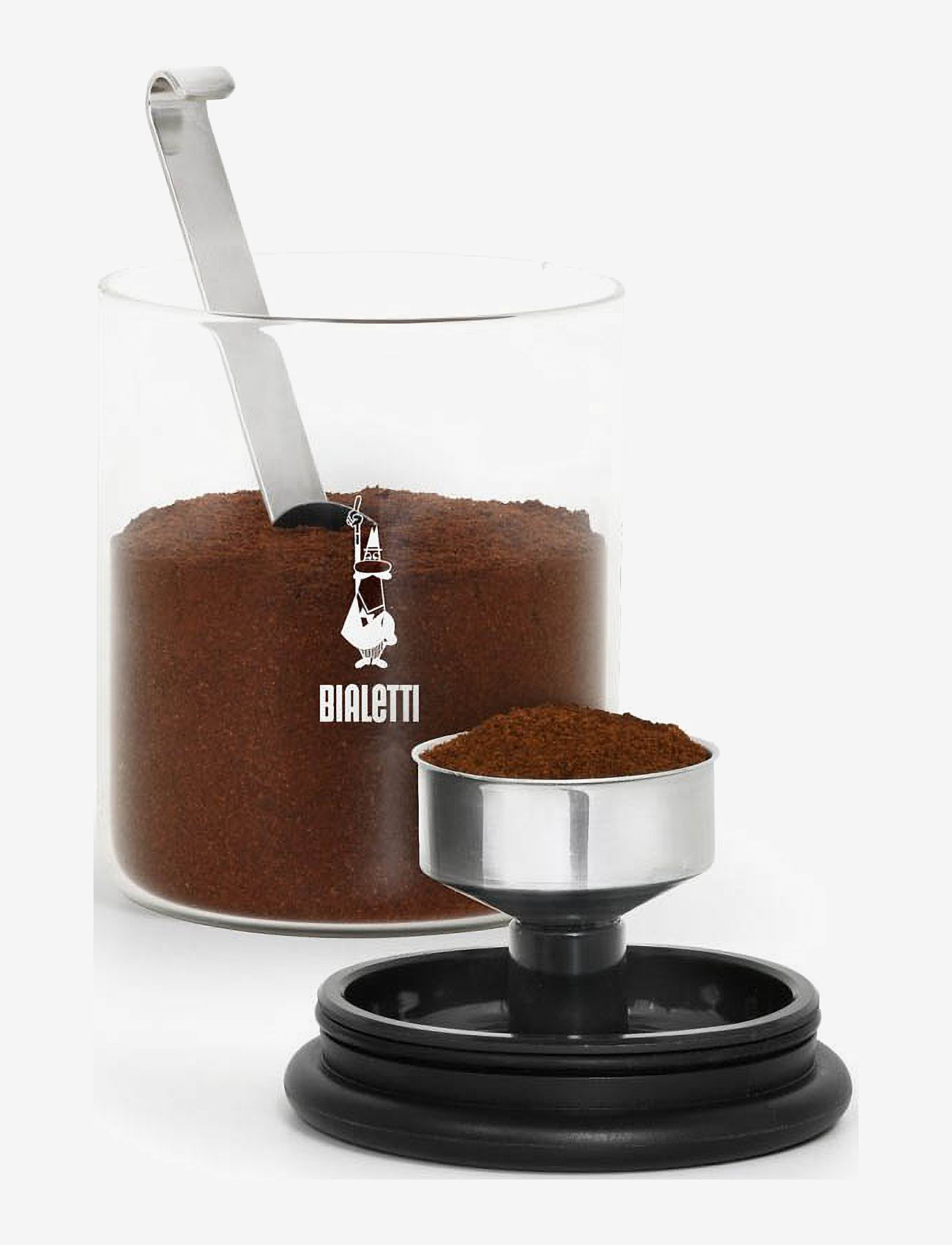 Bialetti - GLASS COFFEE JAR W/MOKA TOP - kitchen jars - clear, black - 1