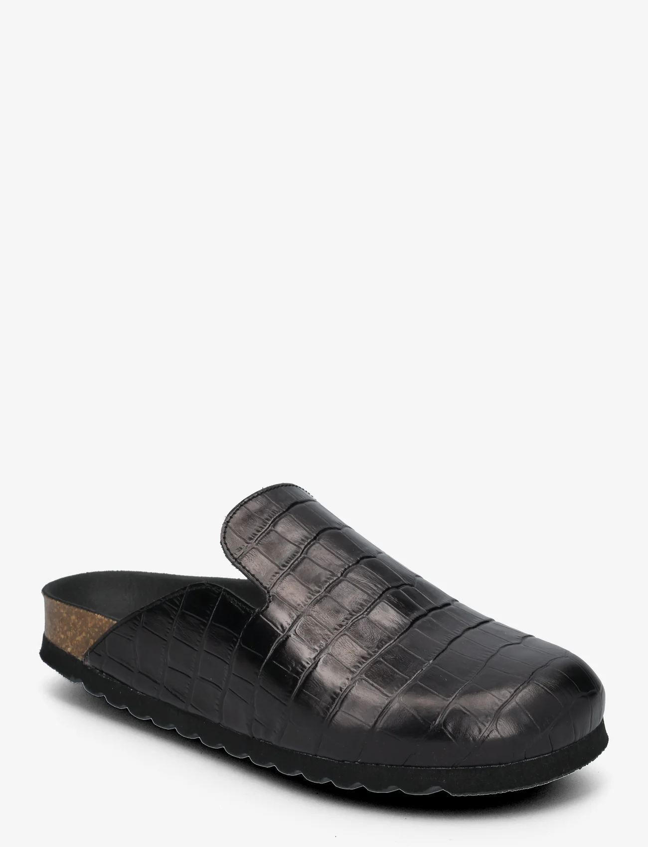 Bianco - BIAGEM Classic Slide Croco - buty z odkrytą piętą na płaskim obcasie - black - 0