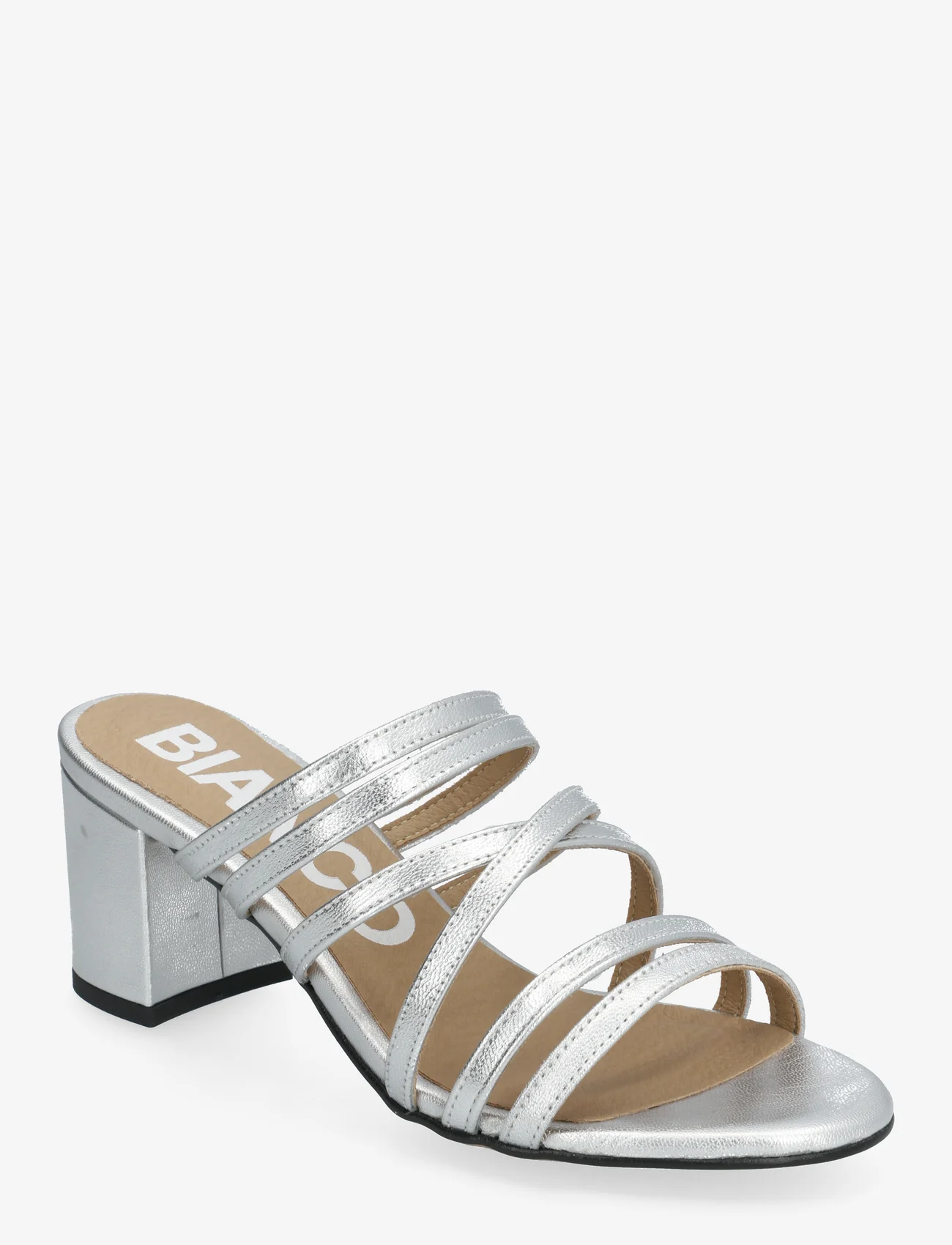 Bianco - BIABELLE High Heeled Mule Metallic leather - heeled sandals - silver - 0