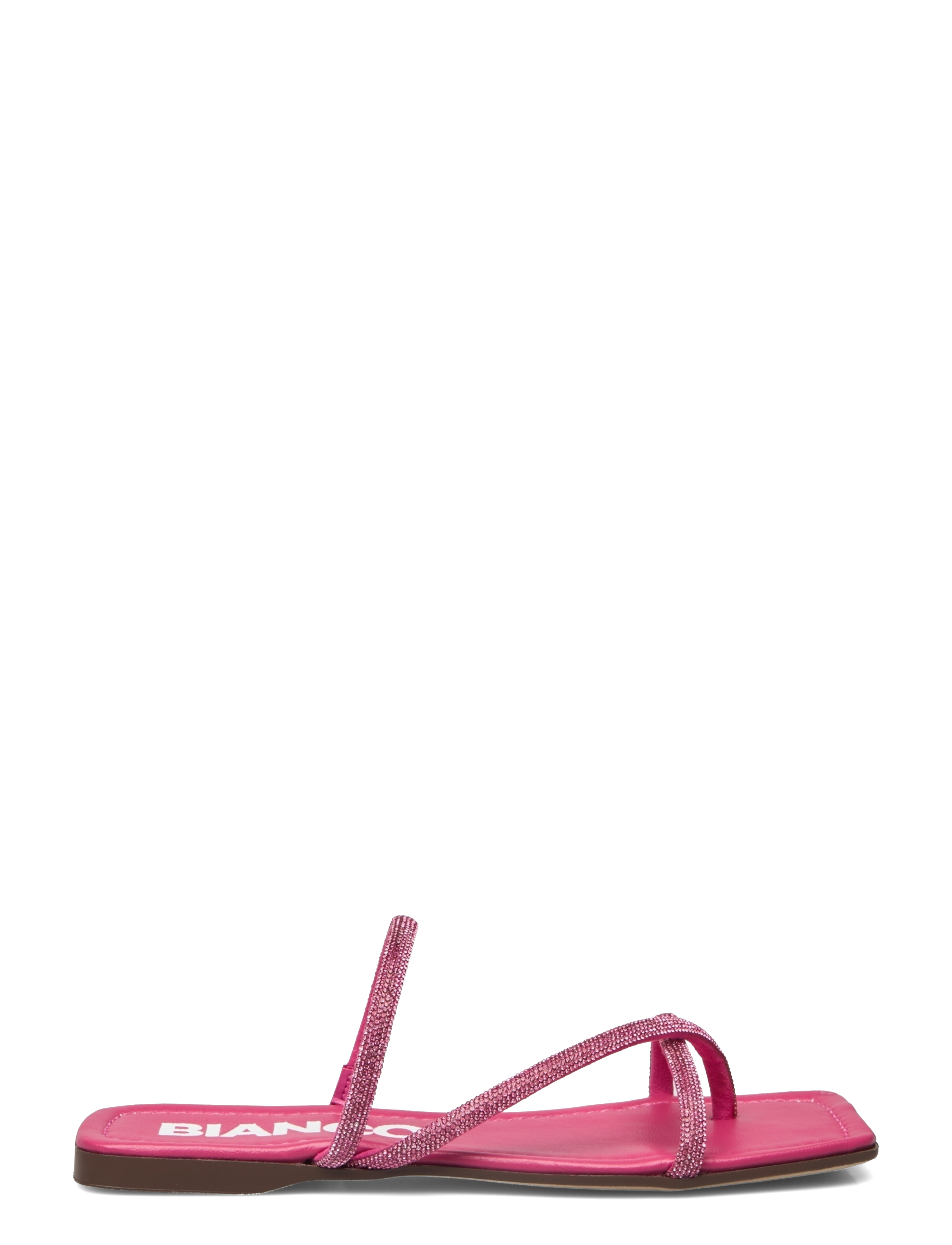 Bianco - BIASISSEL Strappy Slide Rhinestone Smooth Leather - flat sandals - hot pink - 3