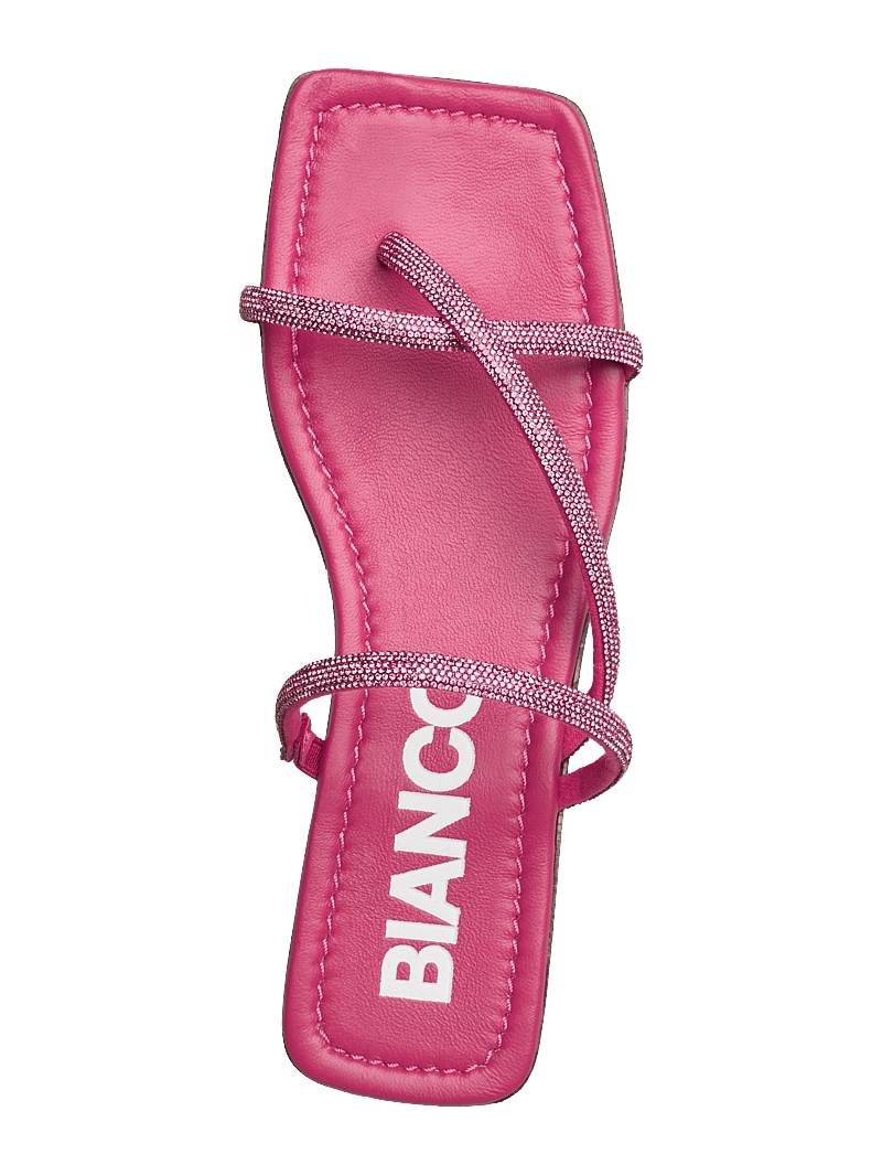Bianco - BIASISSEL Strappy Slide Rhinestone Smooth Leather - flade sandaler - hot pink - 4