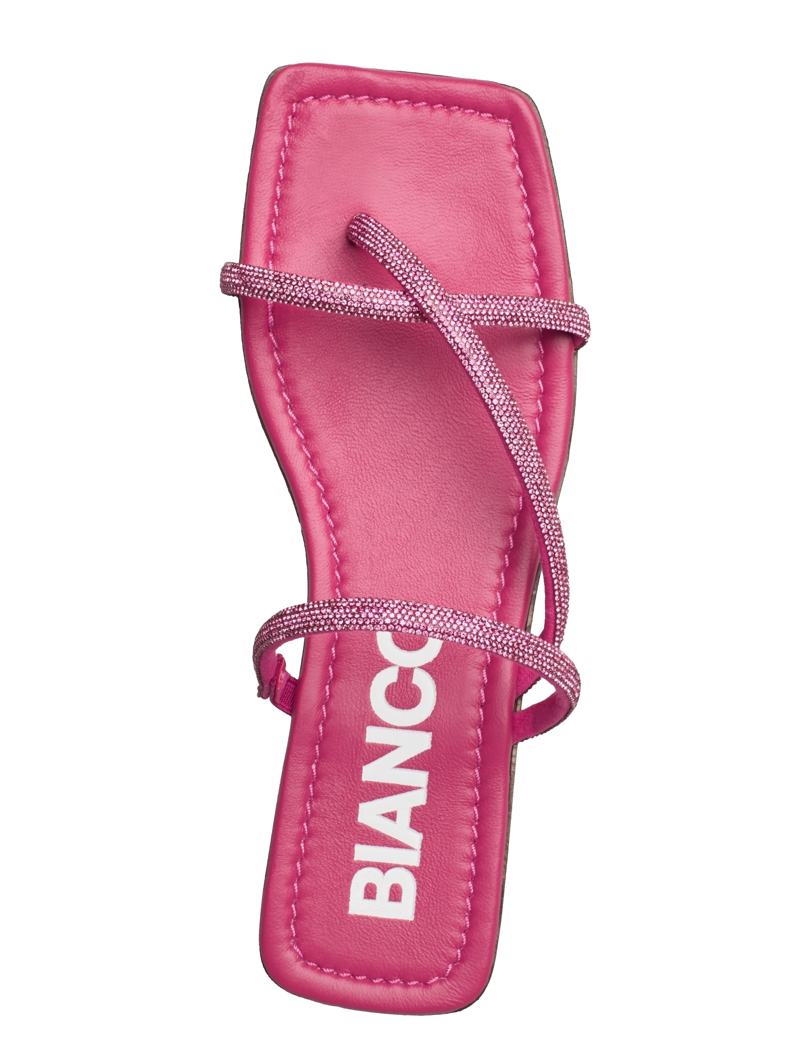 Bianco - BIASISSEL Strappy Slide Rhinestone Smooth Leather - flat sandals - hot pink - 4