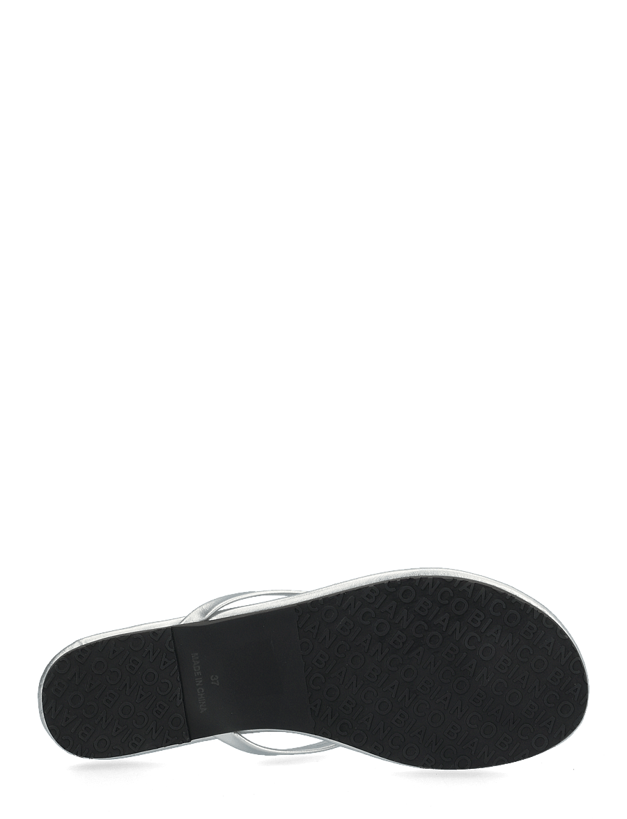 Bianco - BIAMEXICO Flip Flop Faux Leather - flache sandalen - silver - 5