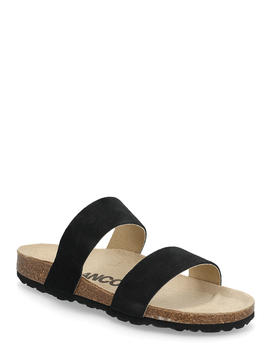 Bianco - BIABETRICIA Twin Strap Sandal Suede - sandales plates - black - 0