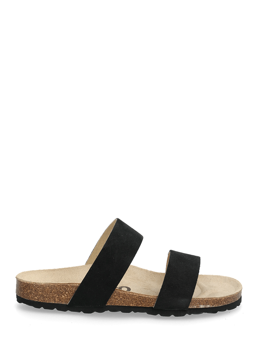 Bianco - BIABETRICIA Twin Strap Sandal Suede - sandales plates - black - 1