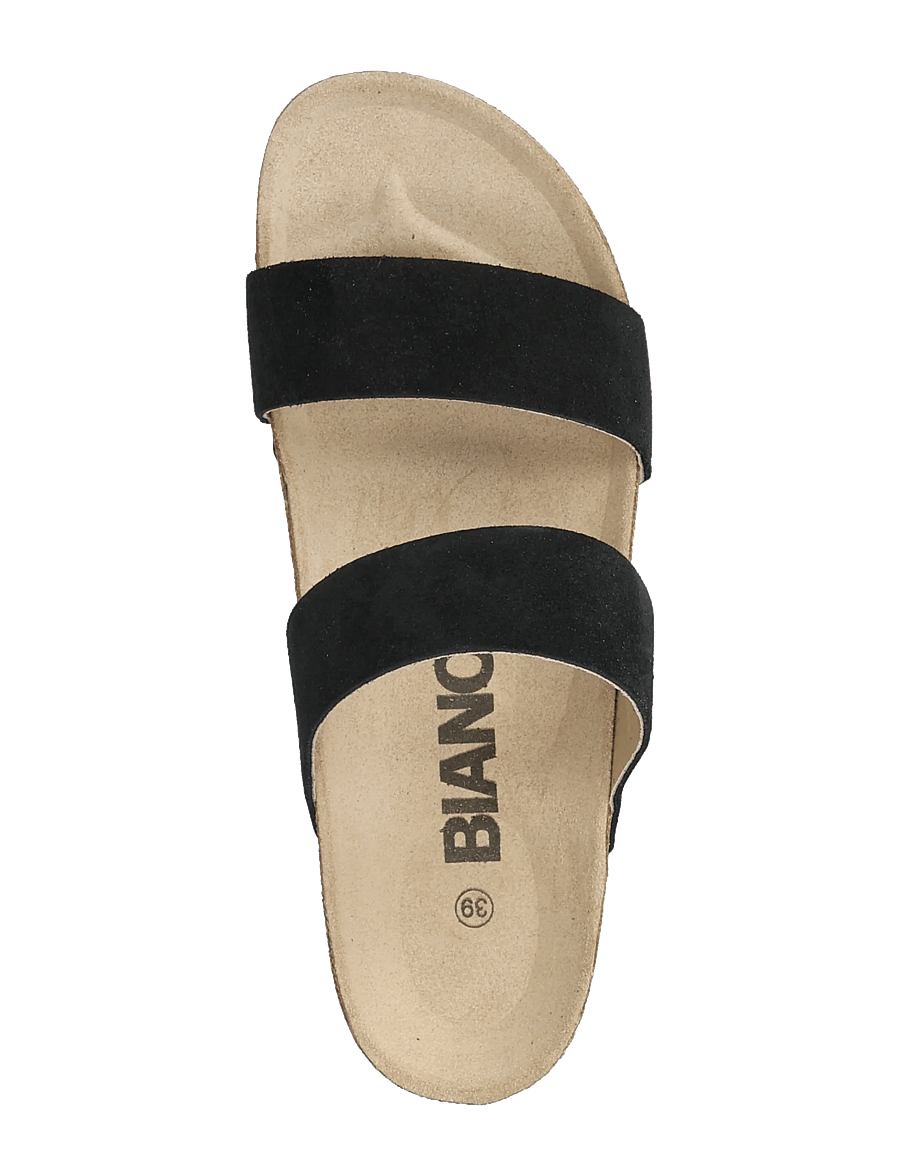 Bianco - BIABETRICIA Twin Strap Sandal Suede - sandales plates - black - 3