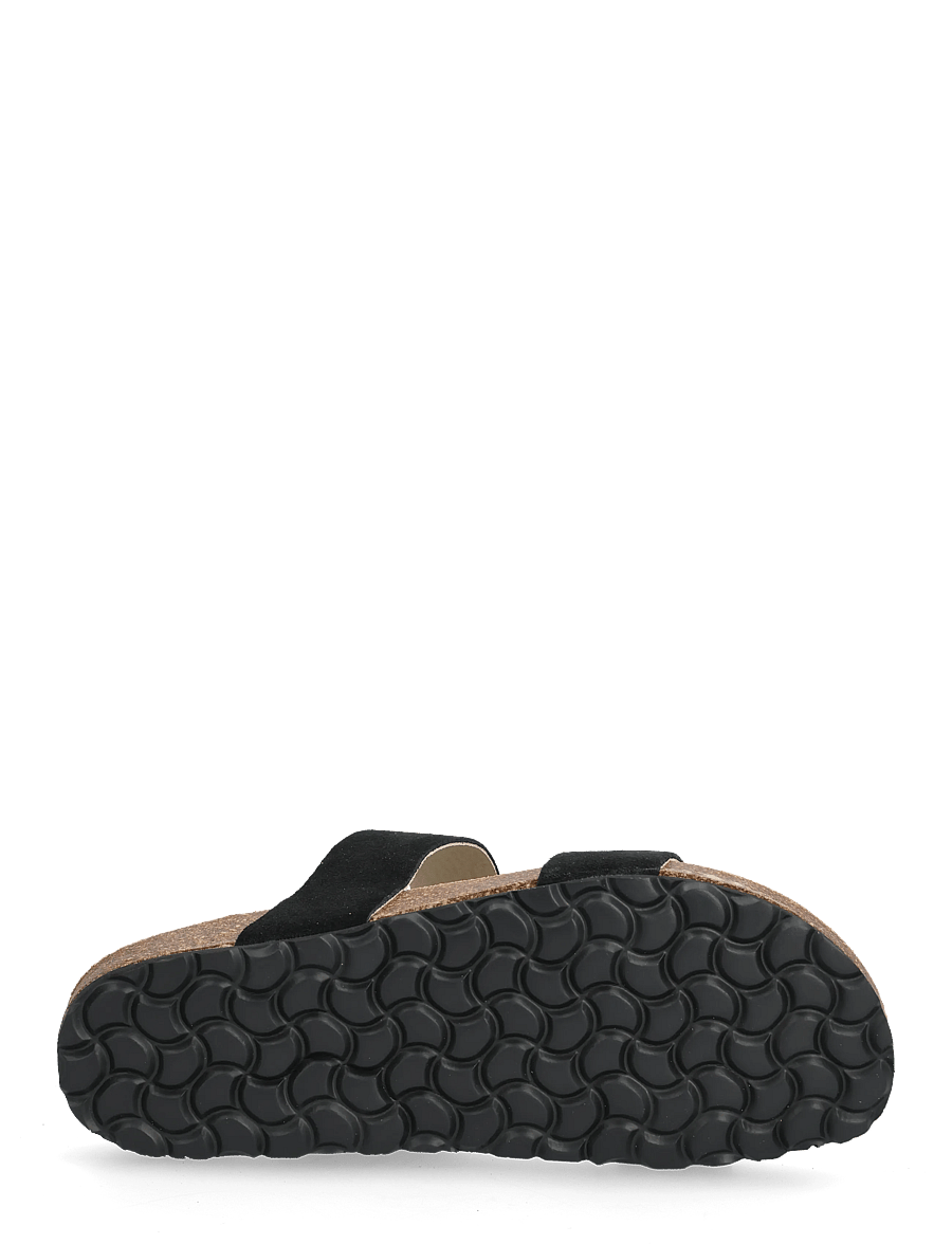 Bianco - BIABETRICIA Twin Strap Sandal Suede - sandales plates - black - 4